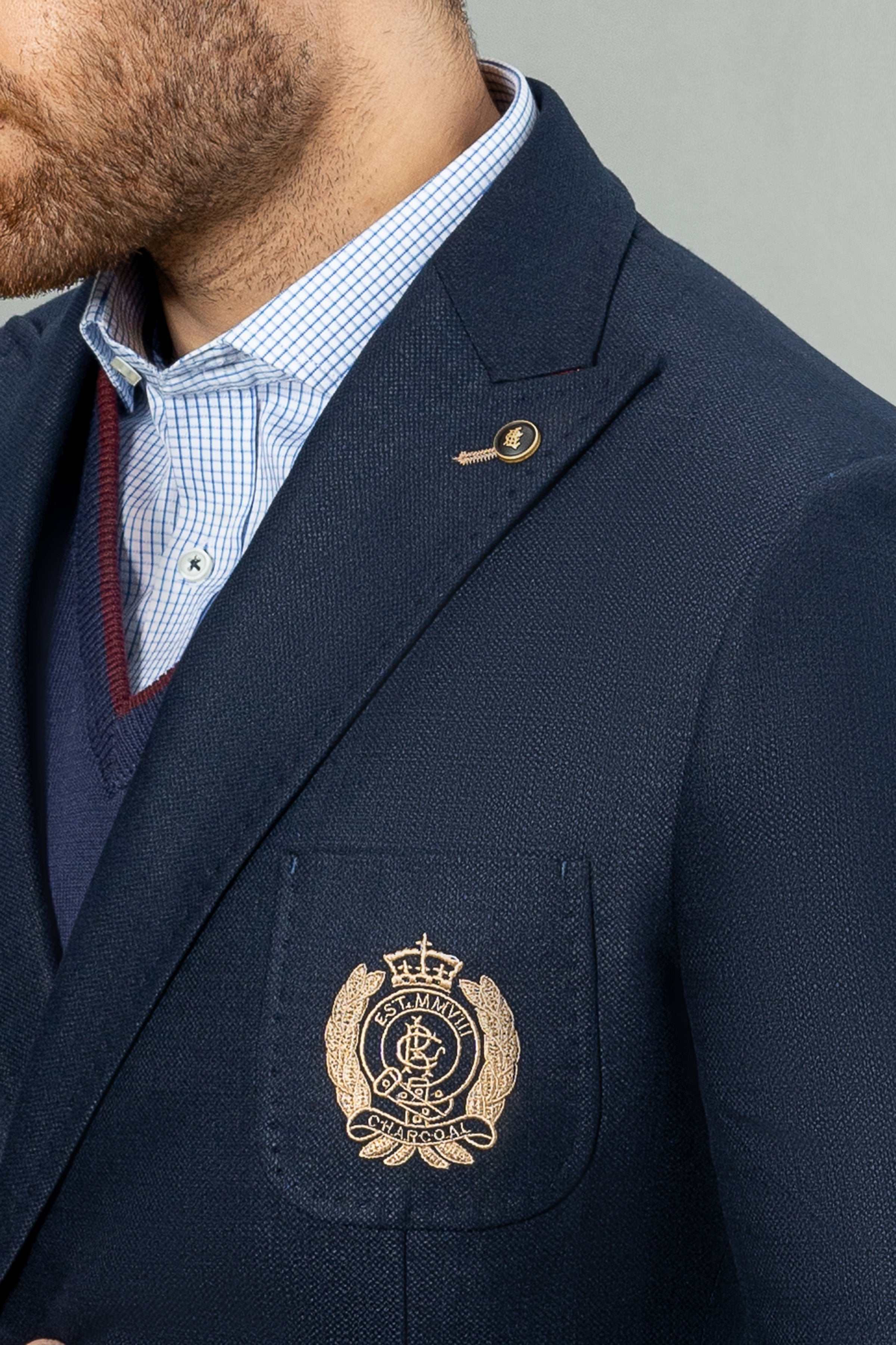DOUBLE BREASTED COAT NAVY at Charcoal Clothing