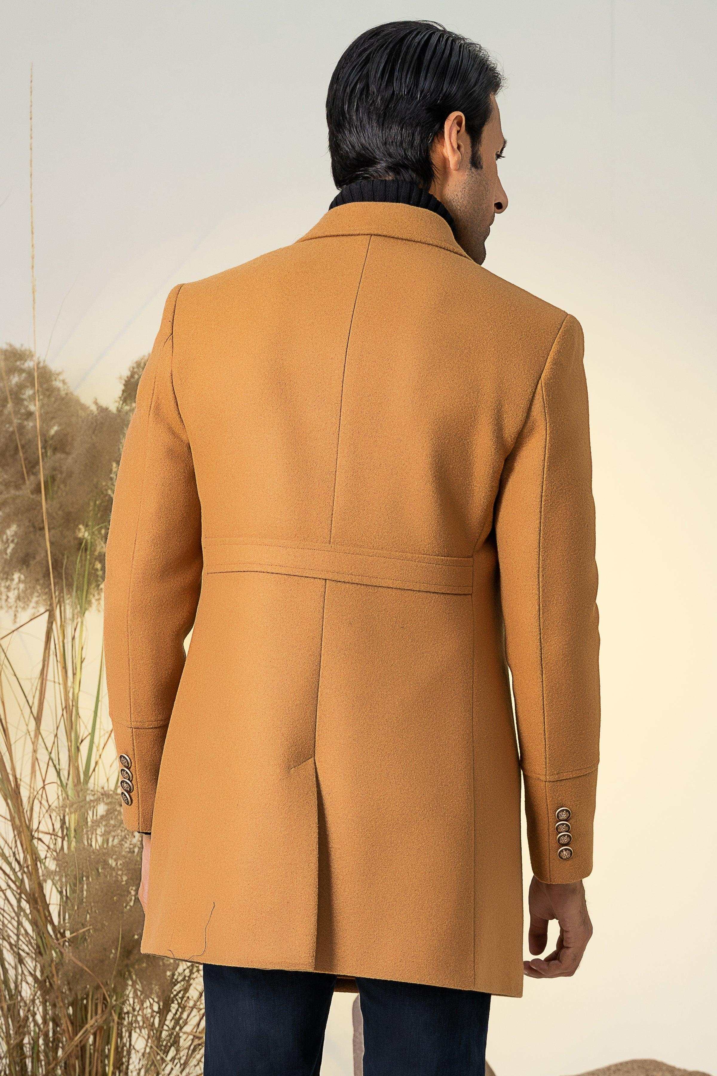DOUBLE BREASTED LONG COAT MUSTARD at Charcoal Clothing