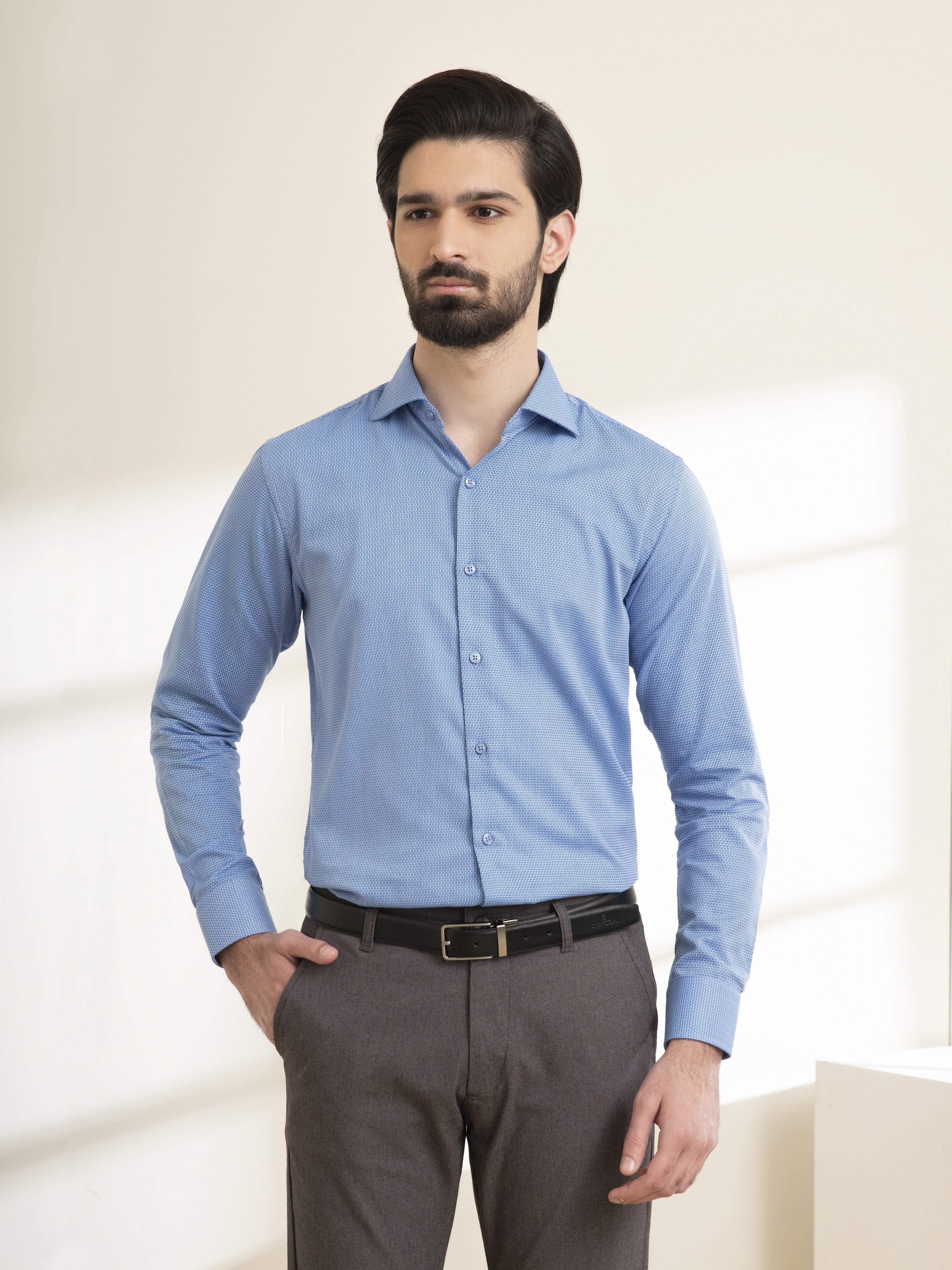 DRESS SHIRT FRNECH COLLAR SKY BLUE at Charcoal Clothing