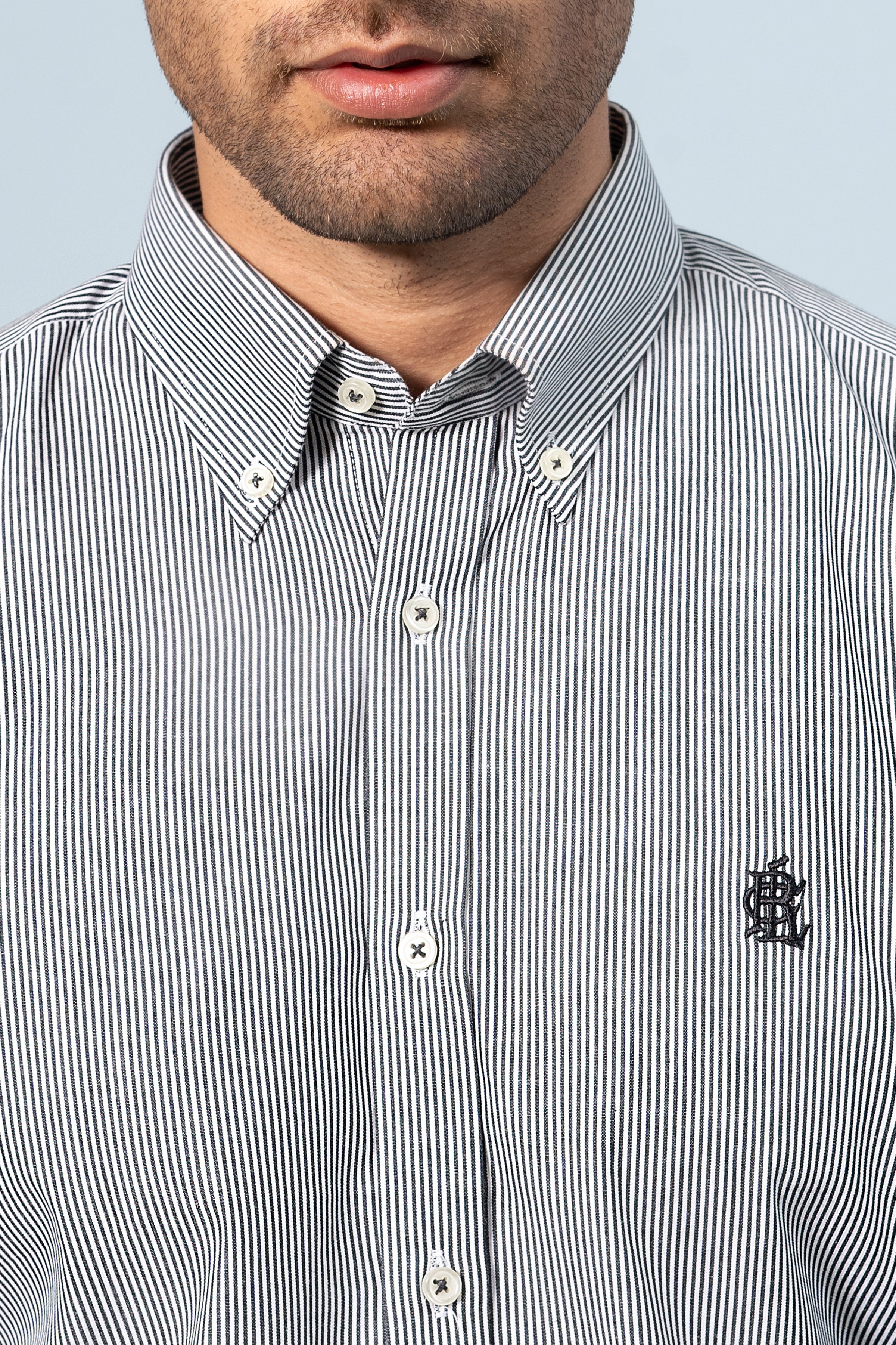 SEMI FORMAL SHIRTS GREY STRIPER - Charcoal Clothing