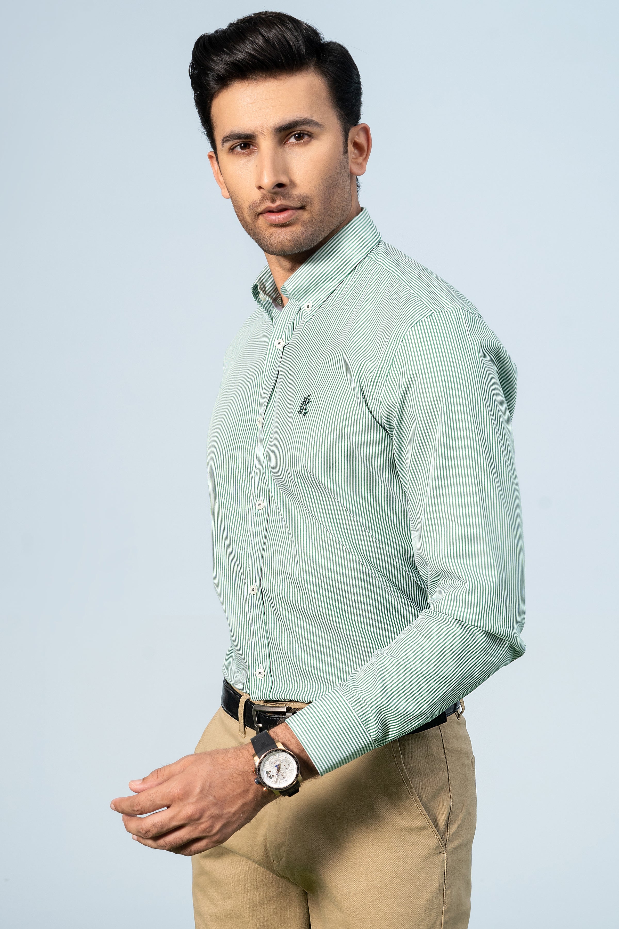 SEMI FORMAL SHIRTS GREEN LINE - Charcoal Clothing