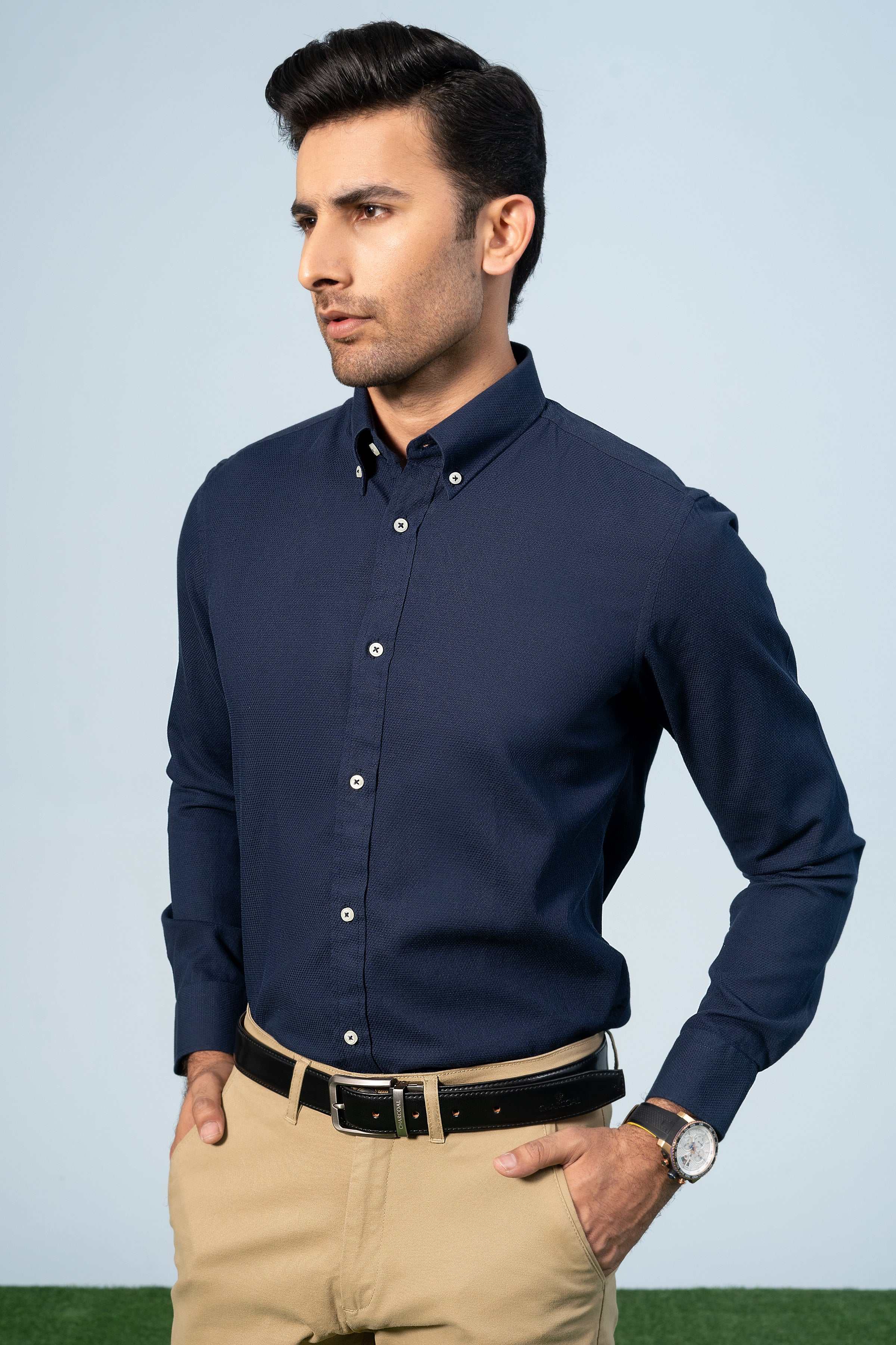 SMART SHIRT NAVY BLUE - Charcoal Clothing