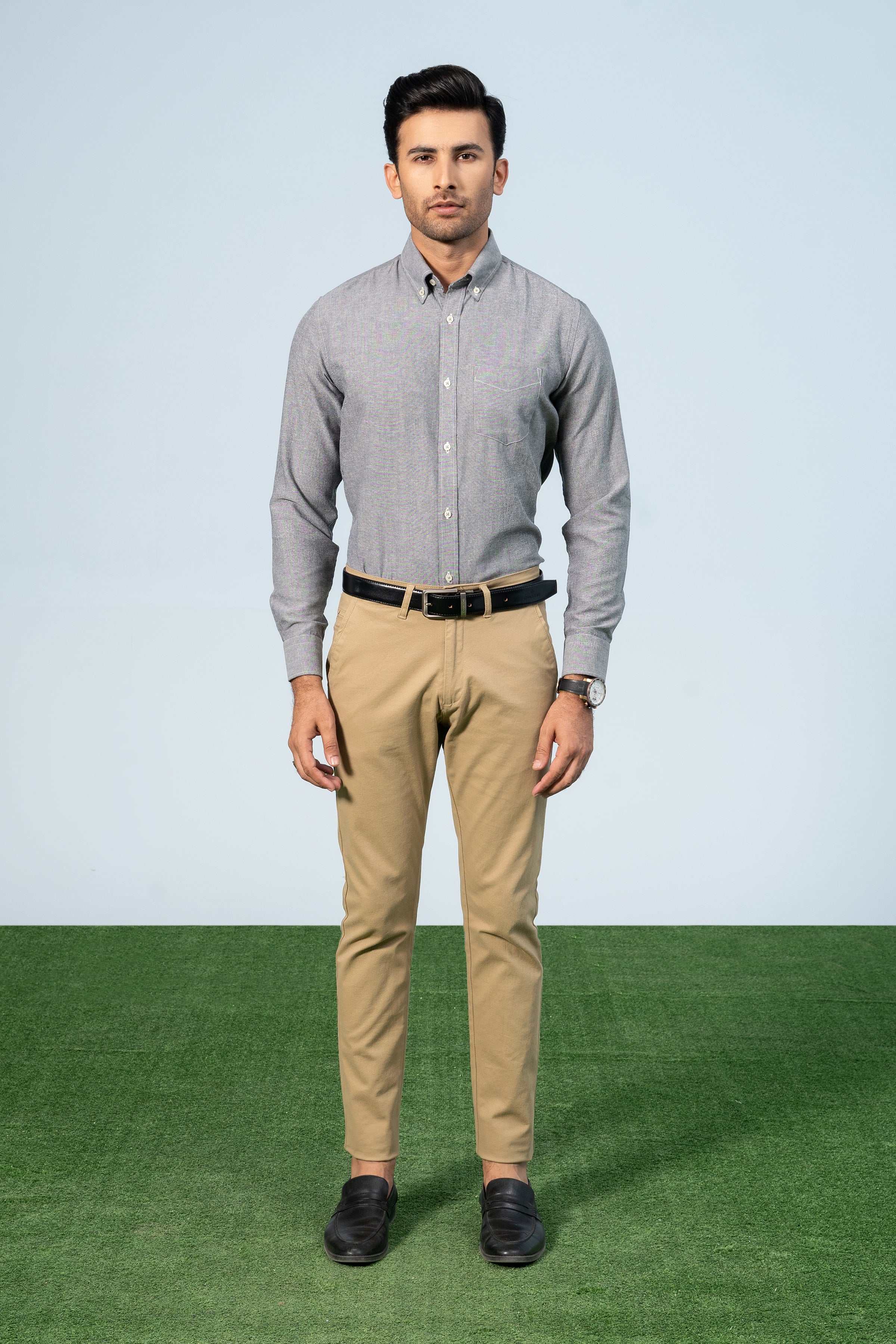 SEMI CASUAL SHIRT GREY - Charcoal Clothing