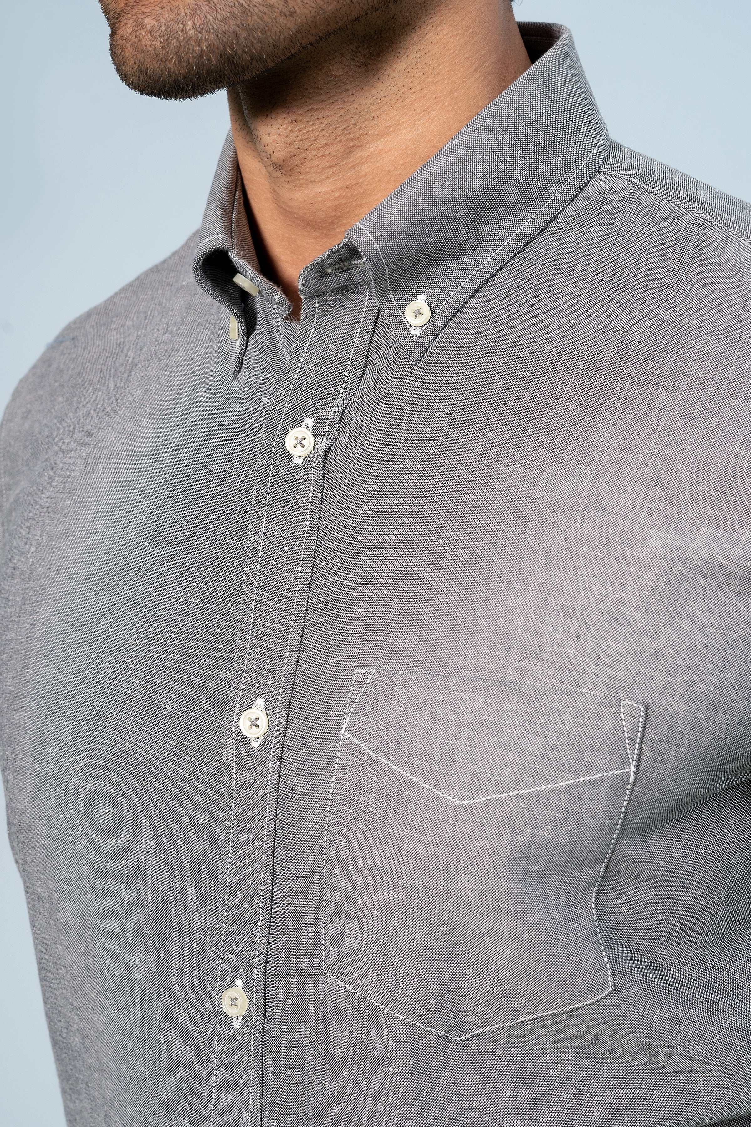 SEMI CASUAL SHIRT GREY - Charcoal Clothing