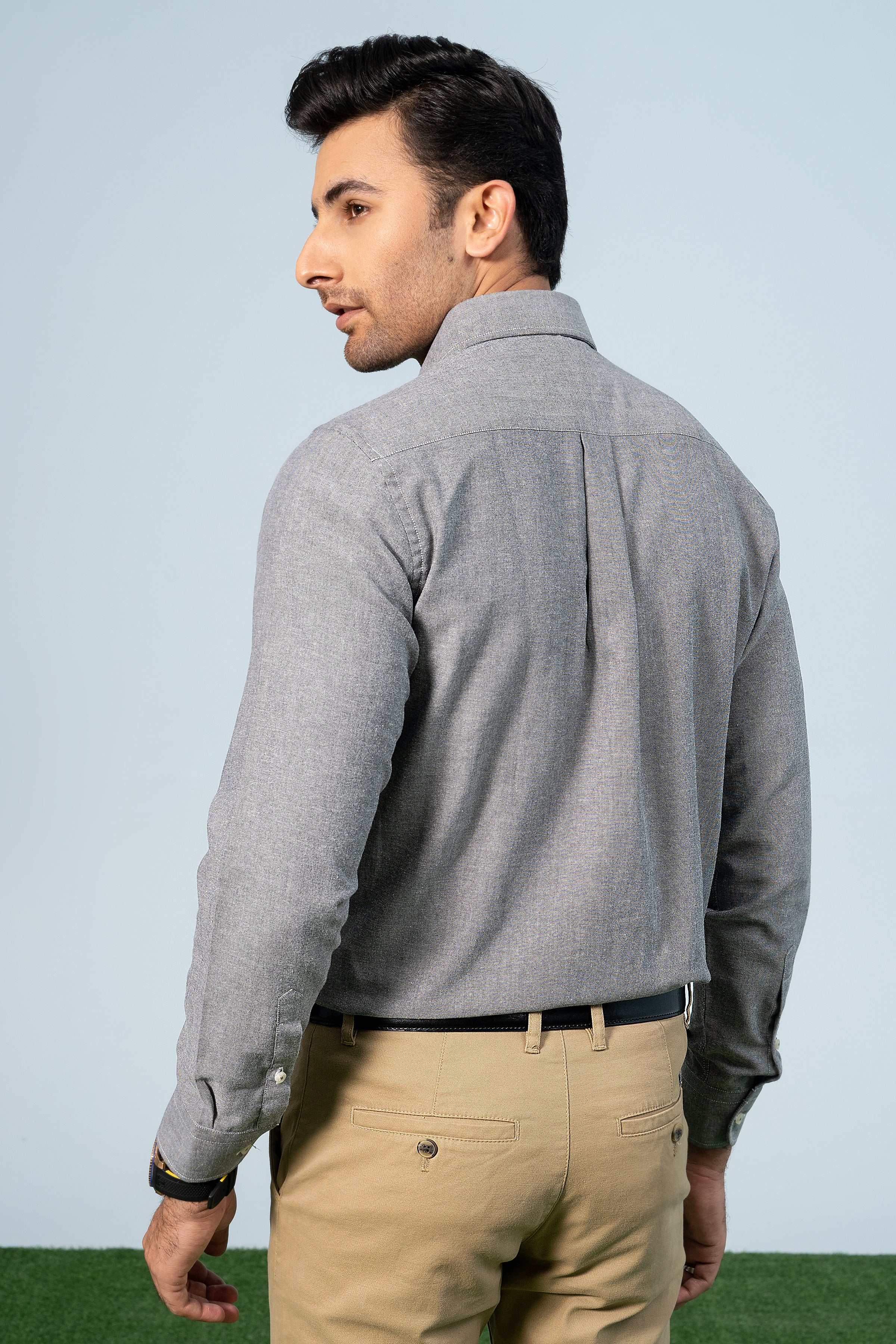 SEMI CASUAL SHIRT GREY - Charcoal Clothing