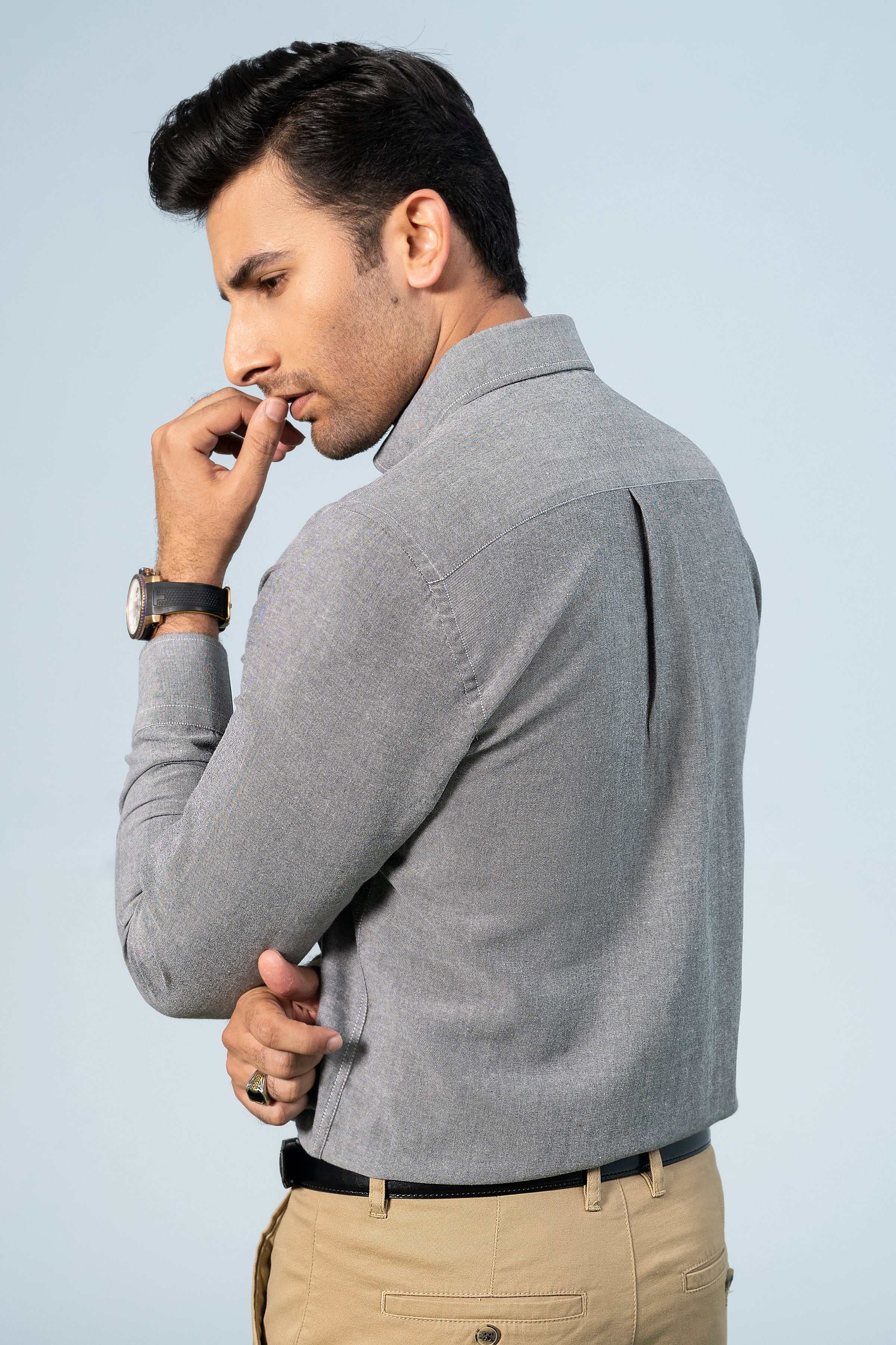 SEMI CASUAL SHIRT GREY - Charcoal Clothing