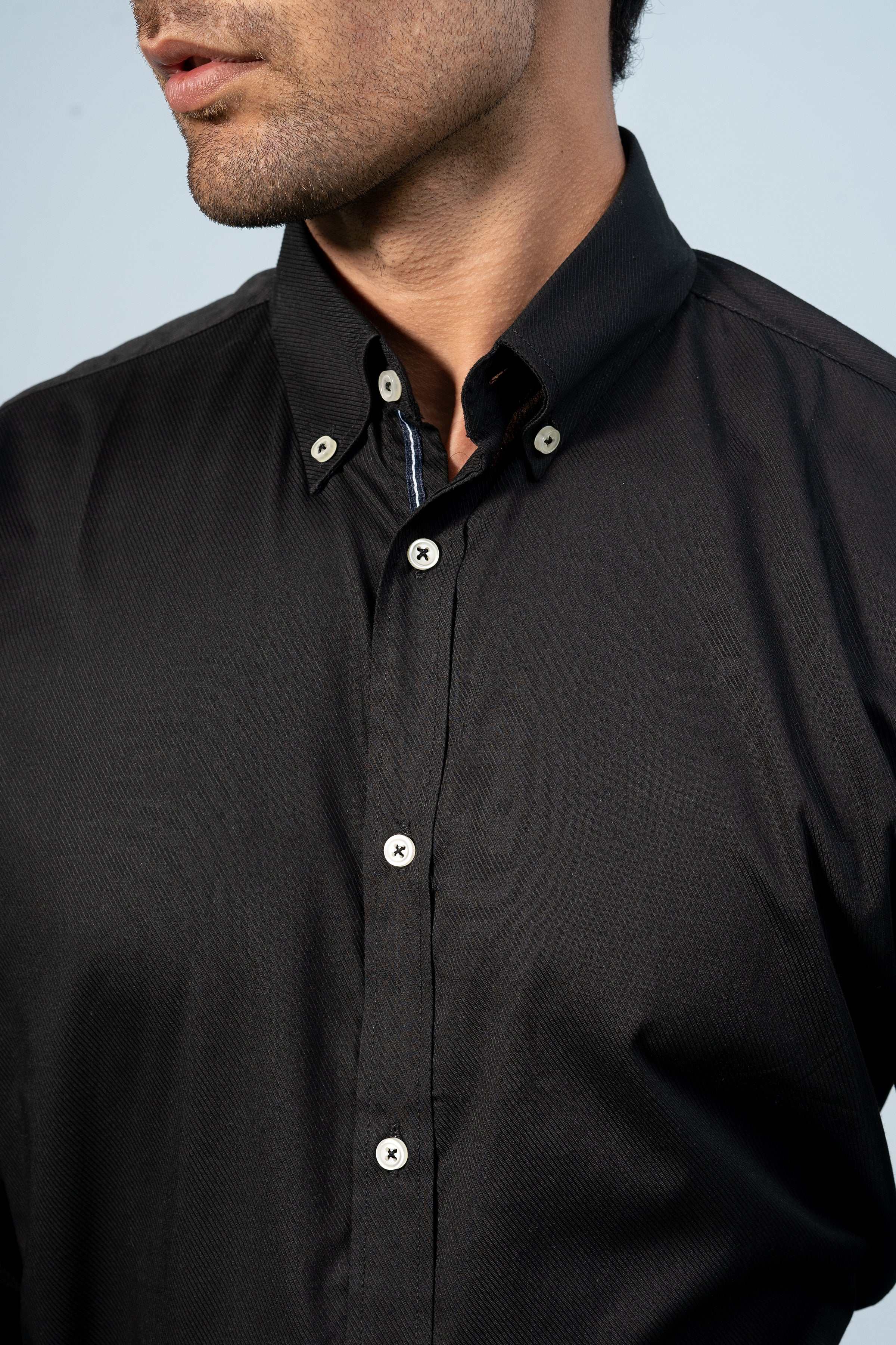 SMART SHIRT BLACK SELF - Charcoal Clothing