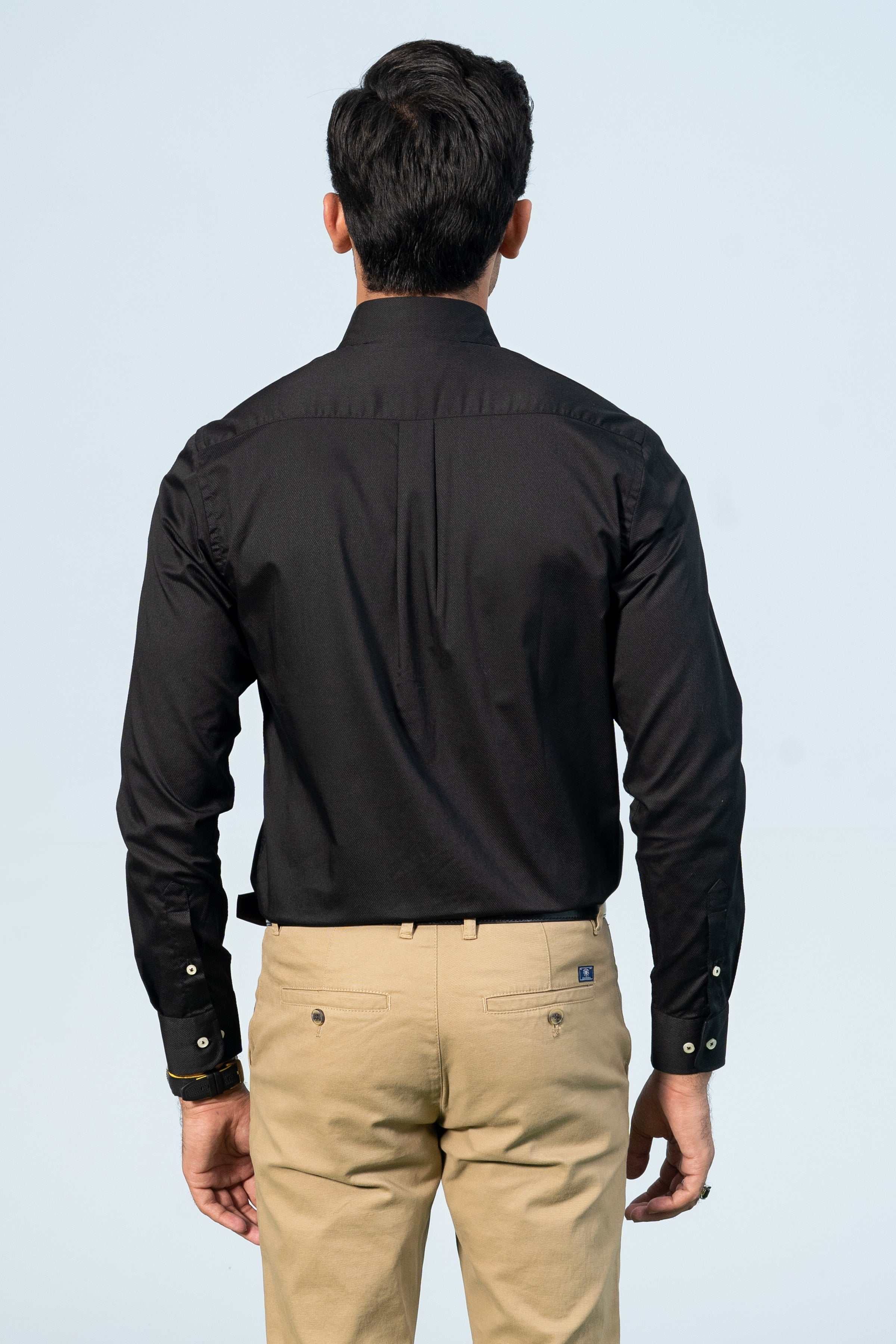 SMART SHIRT BLACK SELF - Charcoal Clothing