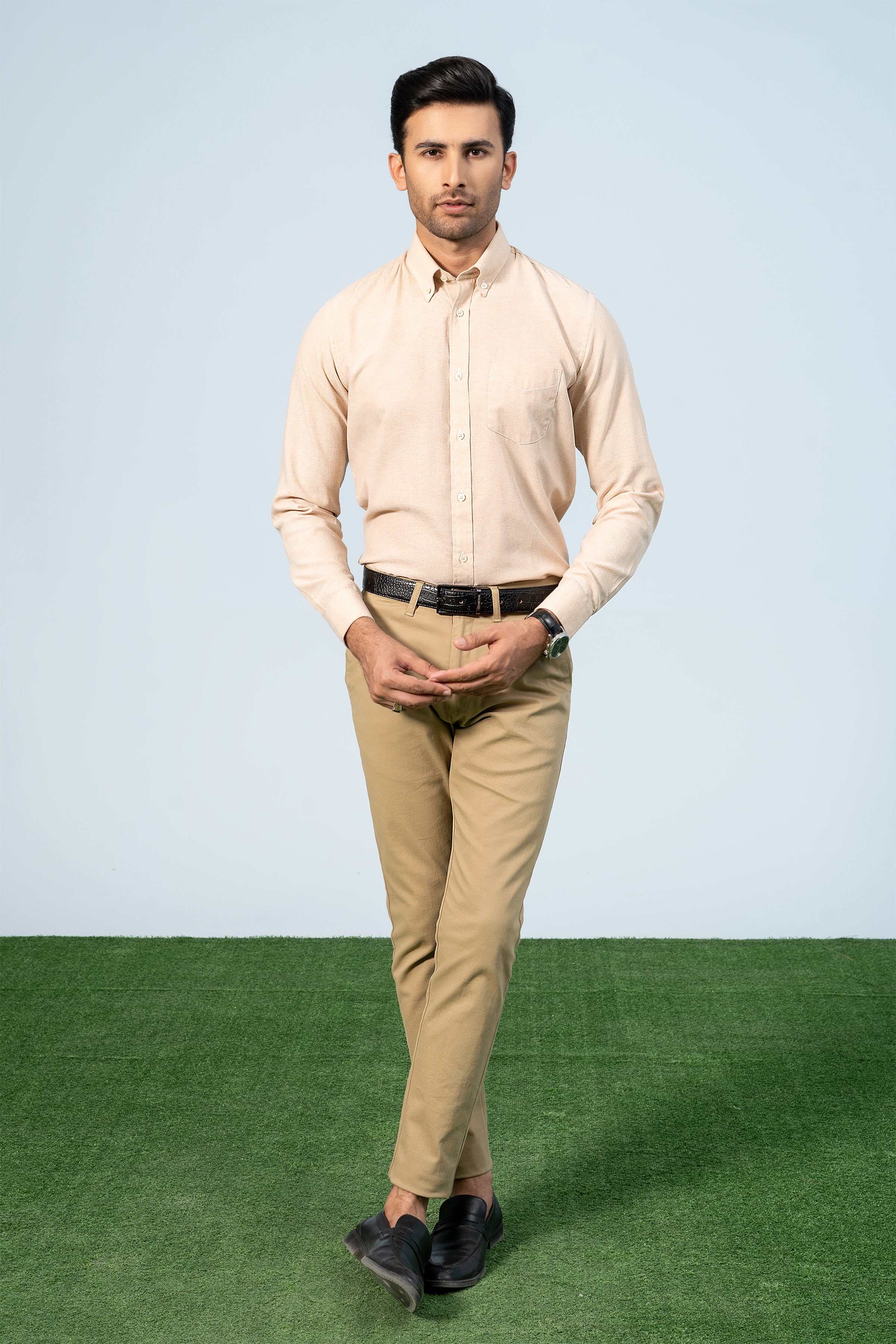 SEMI CASUAL SHIRT KHAKI - Charcoal Clothing