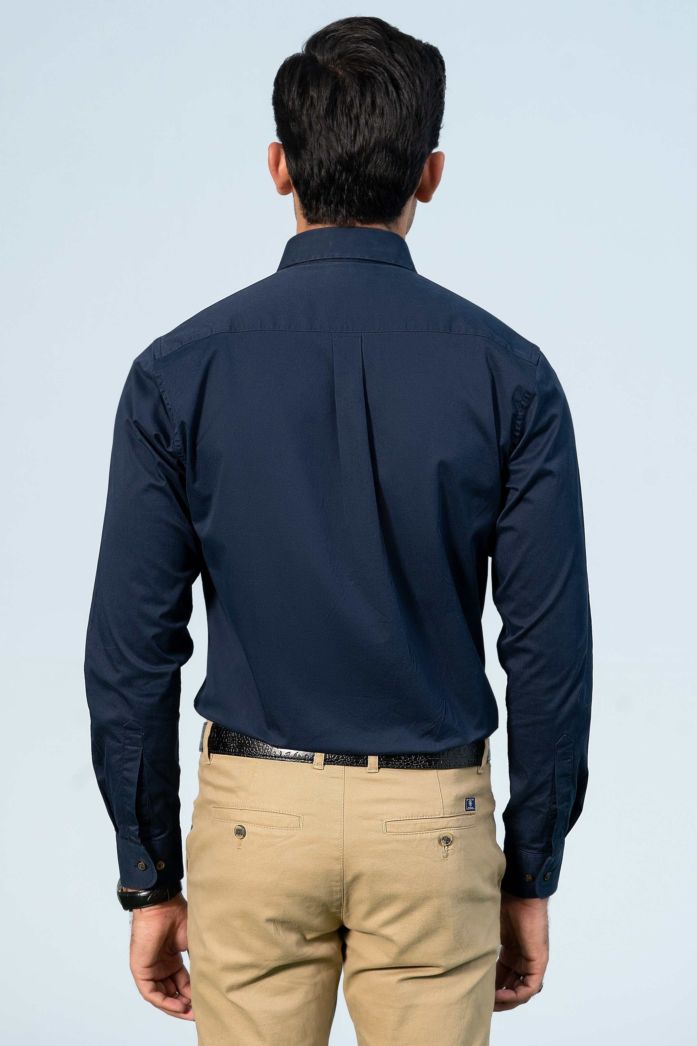 SEMI CASUAL SAFARI SHIRT NAVY - Charcoal Clothing