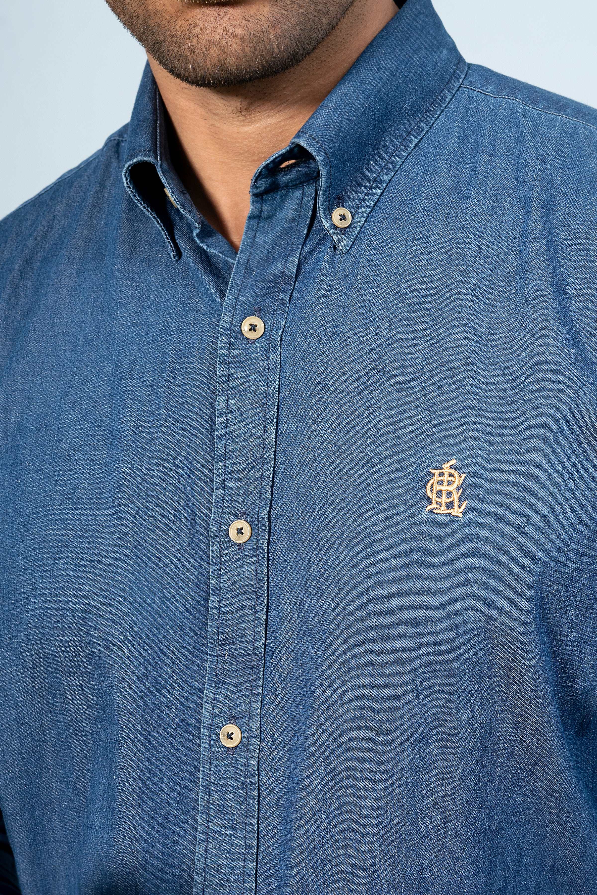 SEMI CASUAL DENIM SHIRT LIGHT BLUE - Charcoal Clothing