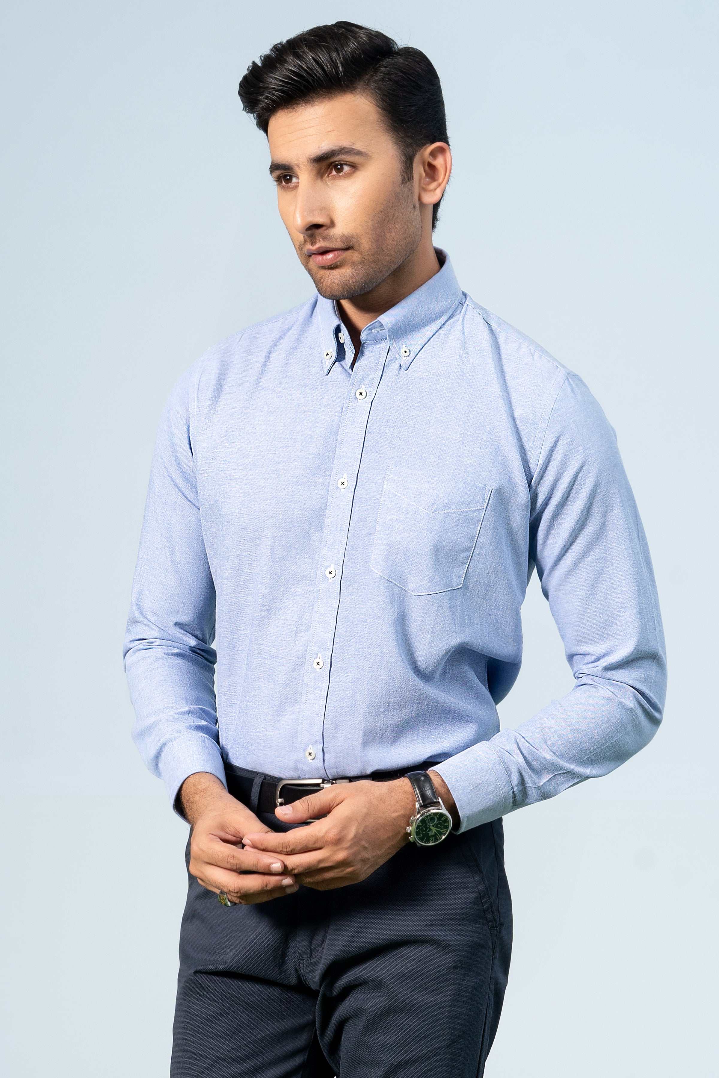 SEMI CASUAL SHIRT BLUE - Charcoal Clothing