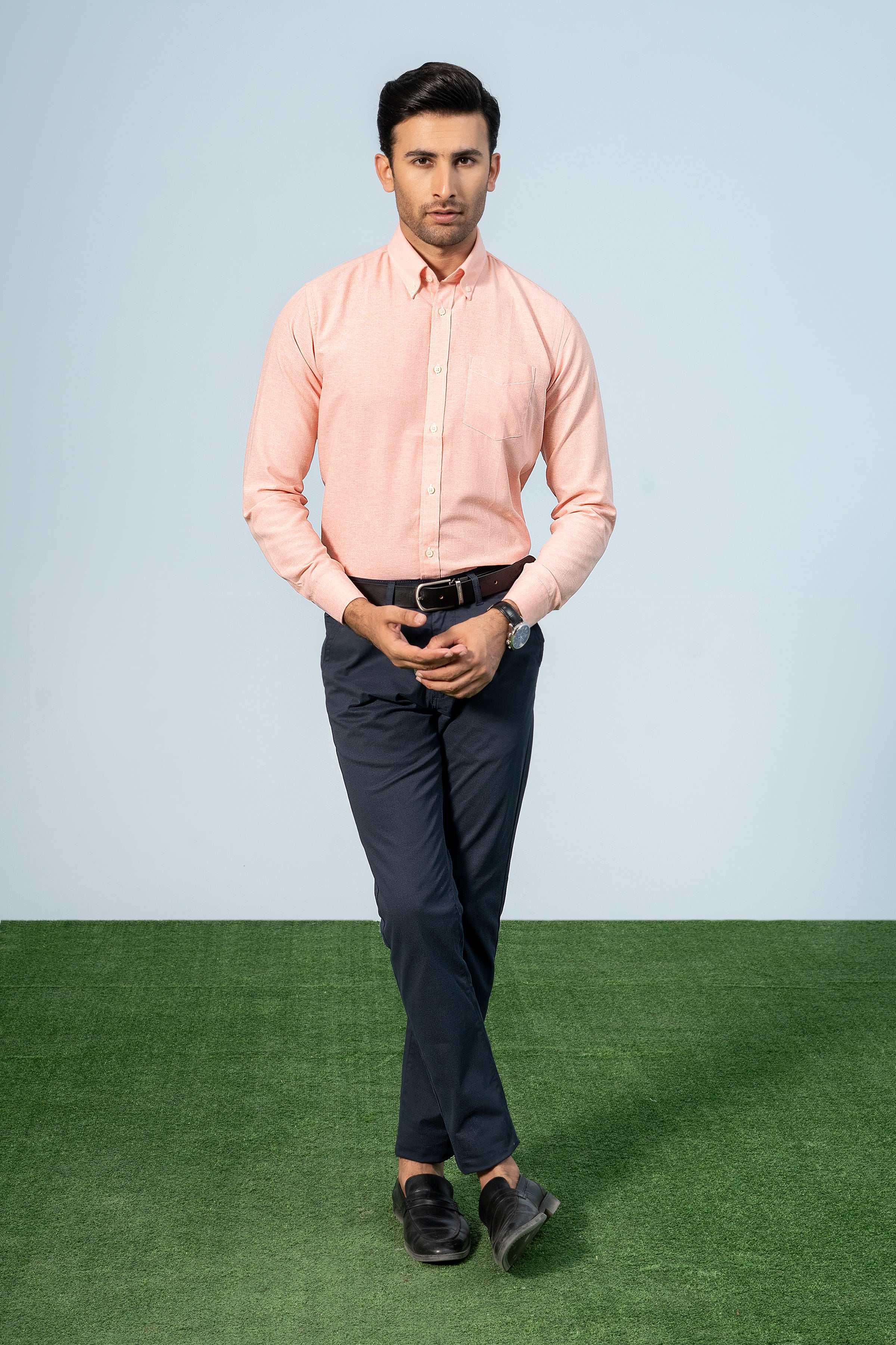 SEMI CASUAL SHIRT PEACH ORANGE - Charcoal Clothing