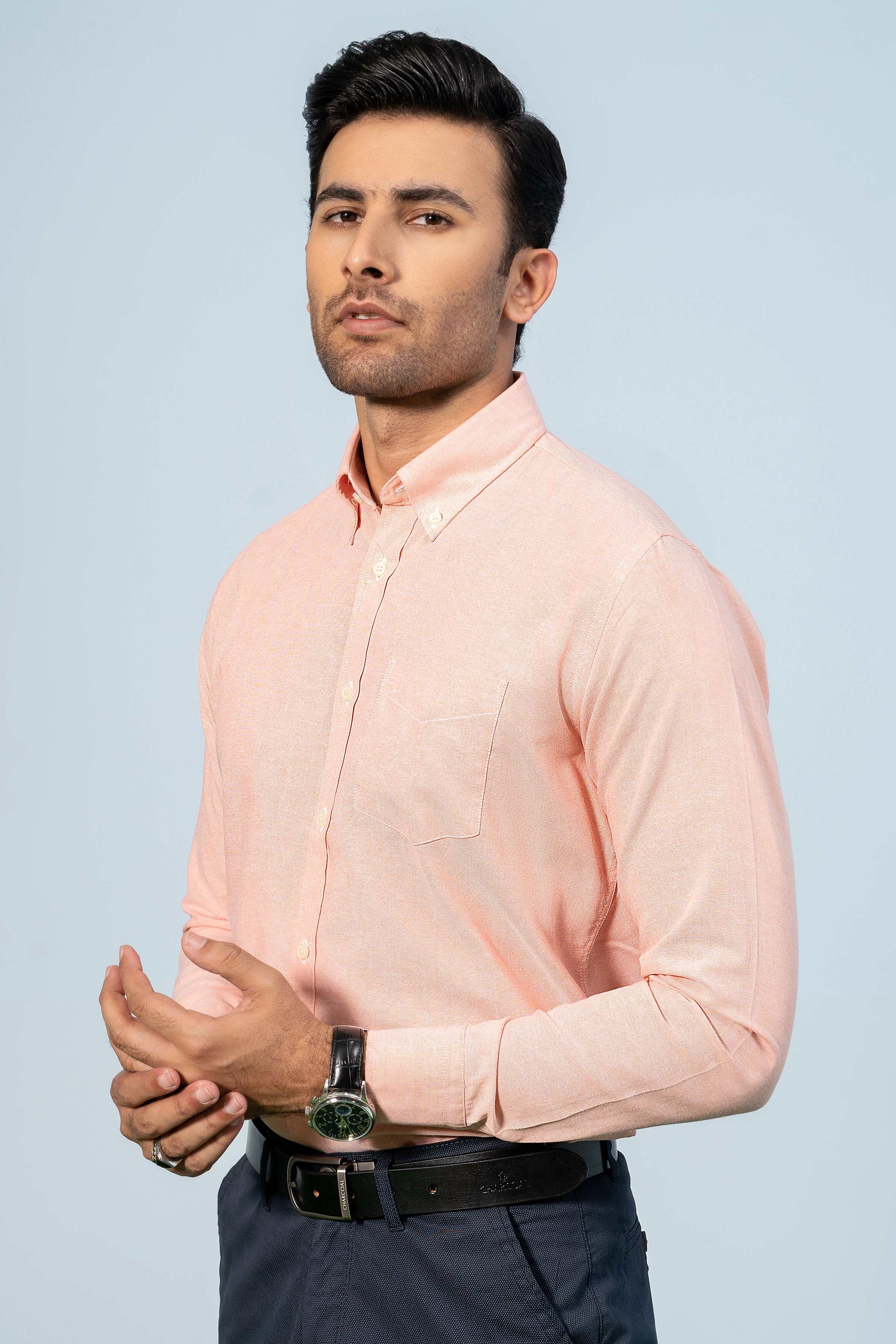 SEMI CASUAL SHIRT PEACH ORANGE - Charcoal Clothing