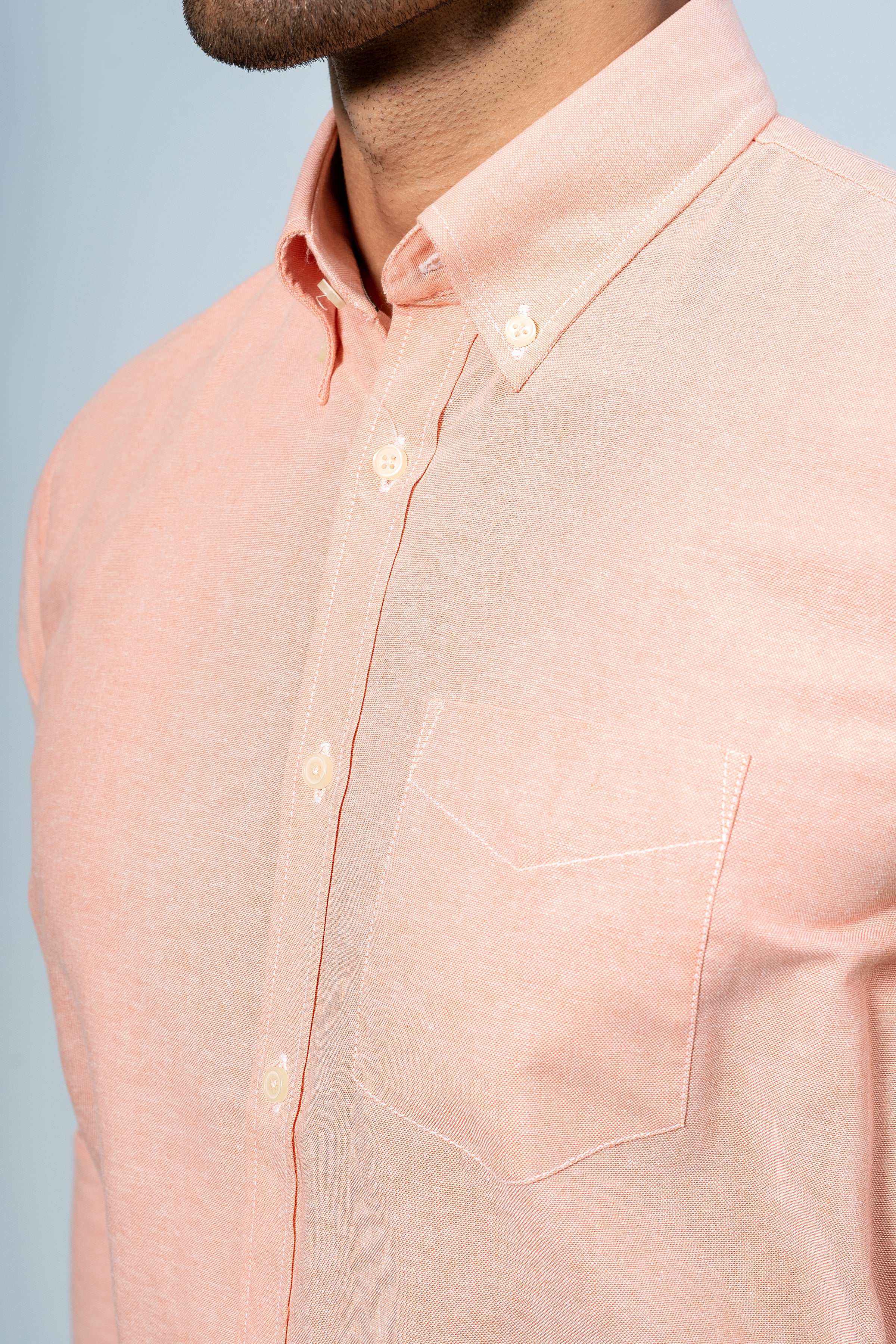 SEMI CASUAL SHIRT PEACH ORANGE - Charcoal Clothing