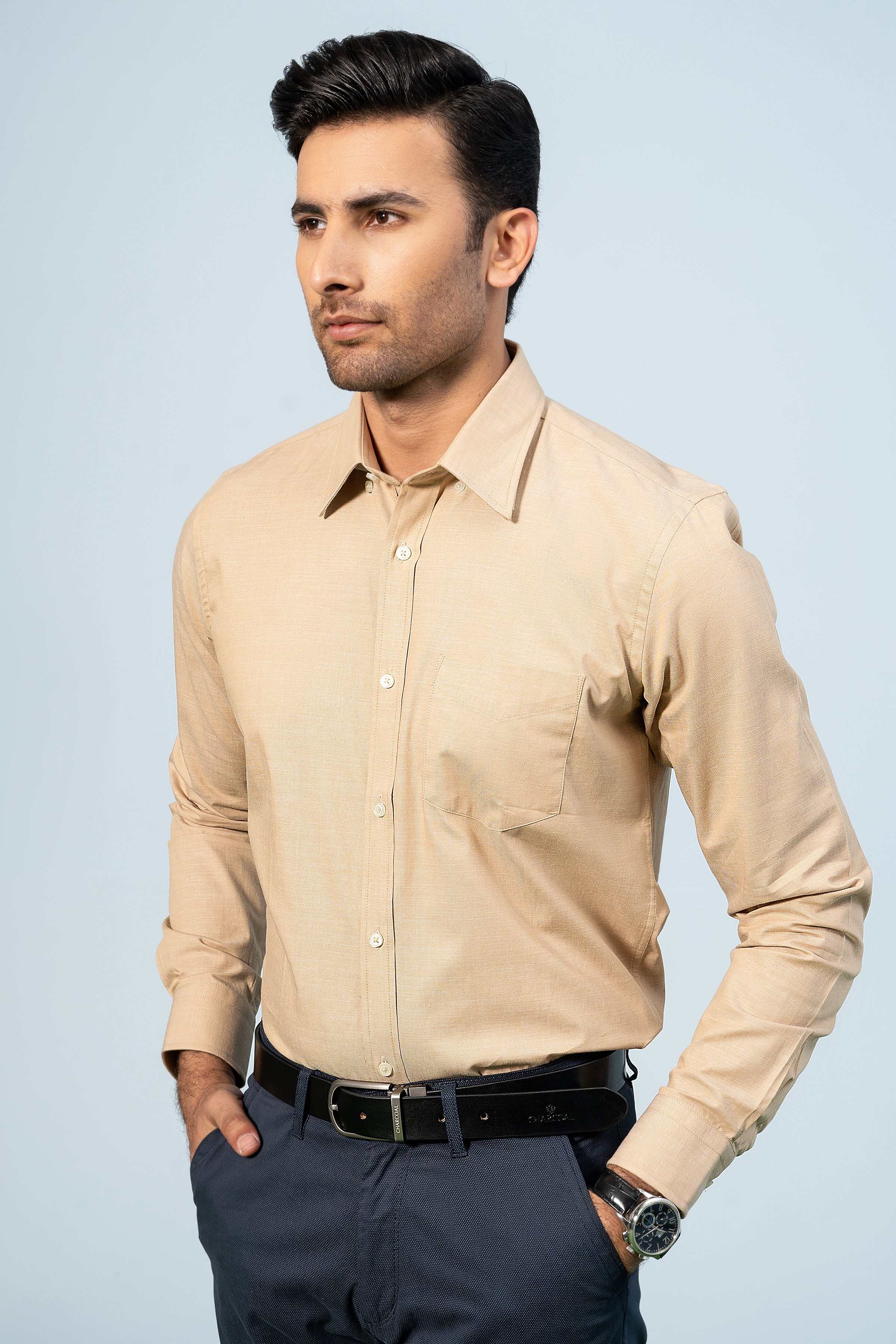 SMART SHIRT KHAKI - Charcoal Clothing