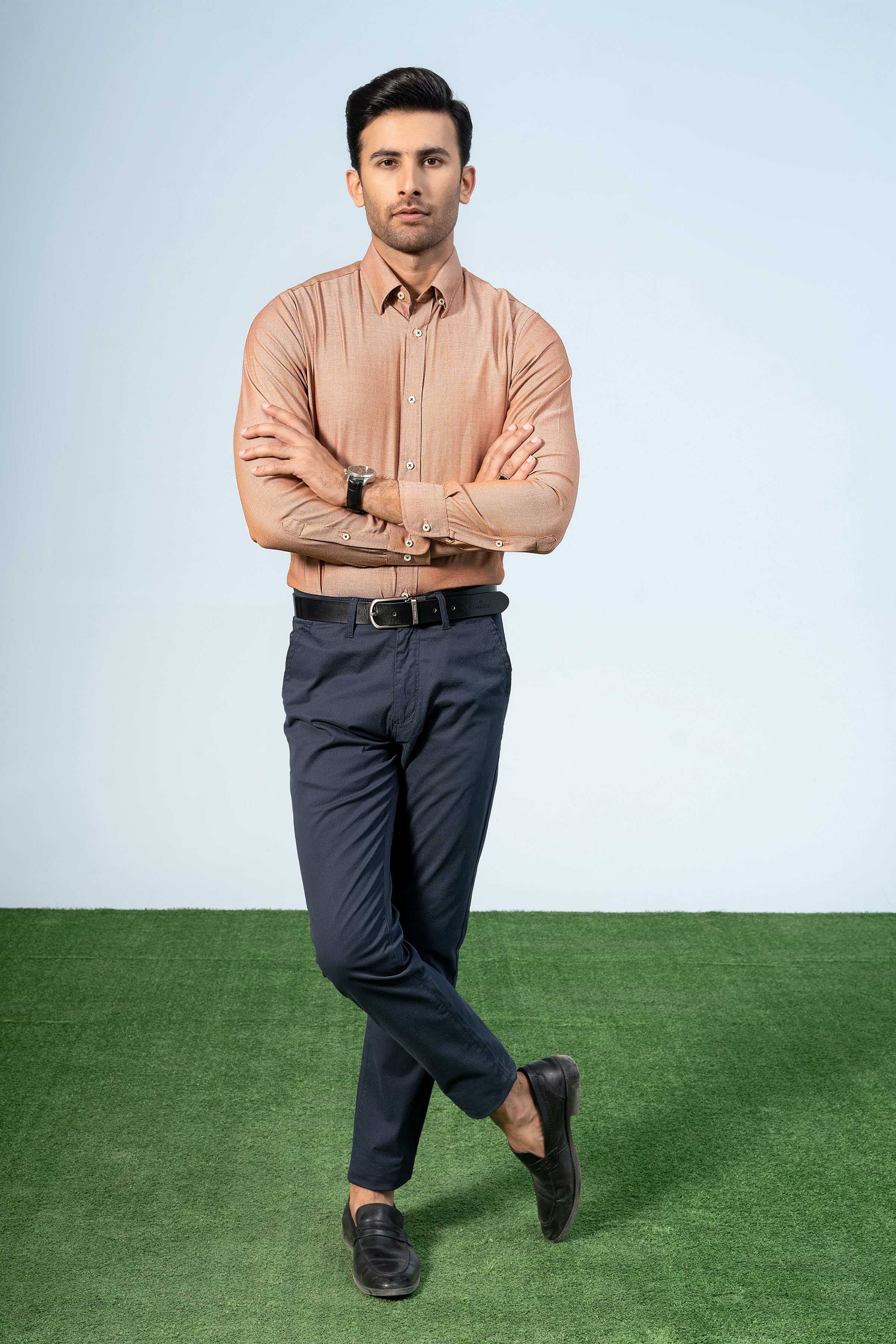 SMART SHIRT RUST GREY - Charcoal Clothing