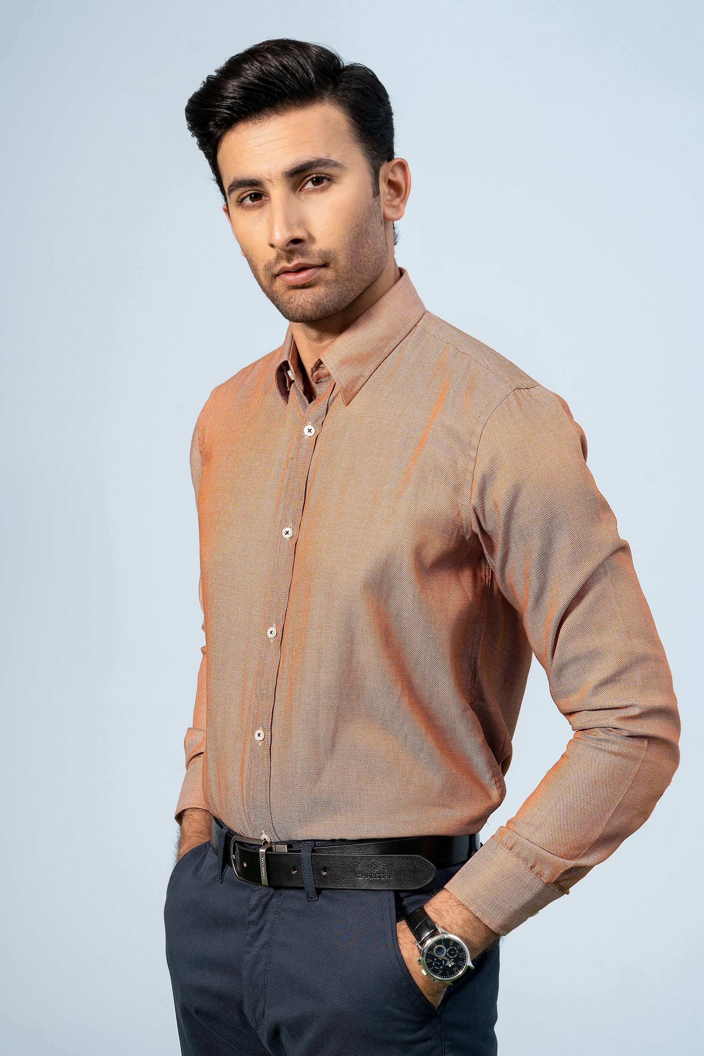 SMART SHIRT RUST GREY - Charcoal Clothing