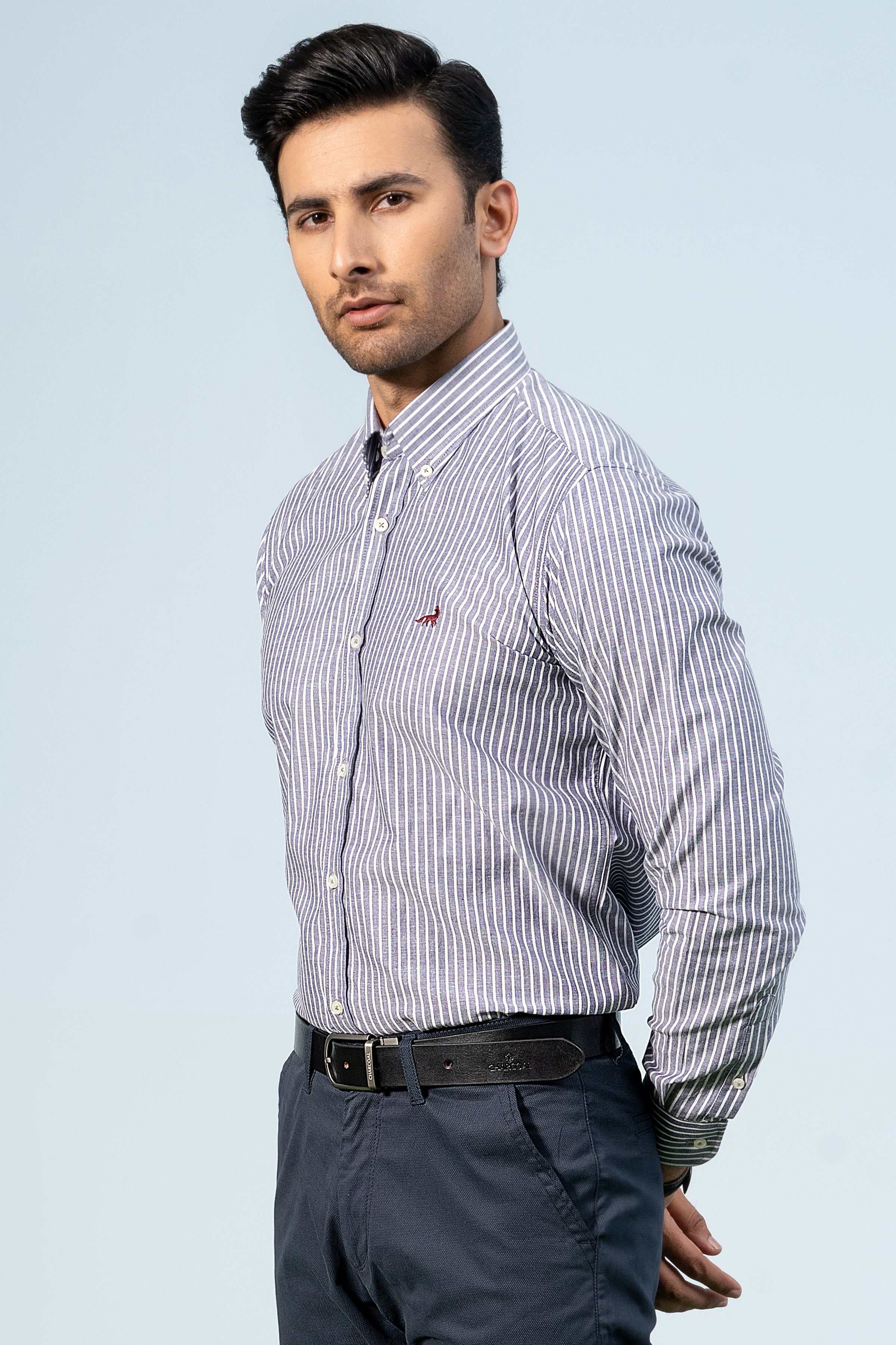 SMART SHIRT NAVY STRIPER - Charcoal Clothing