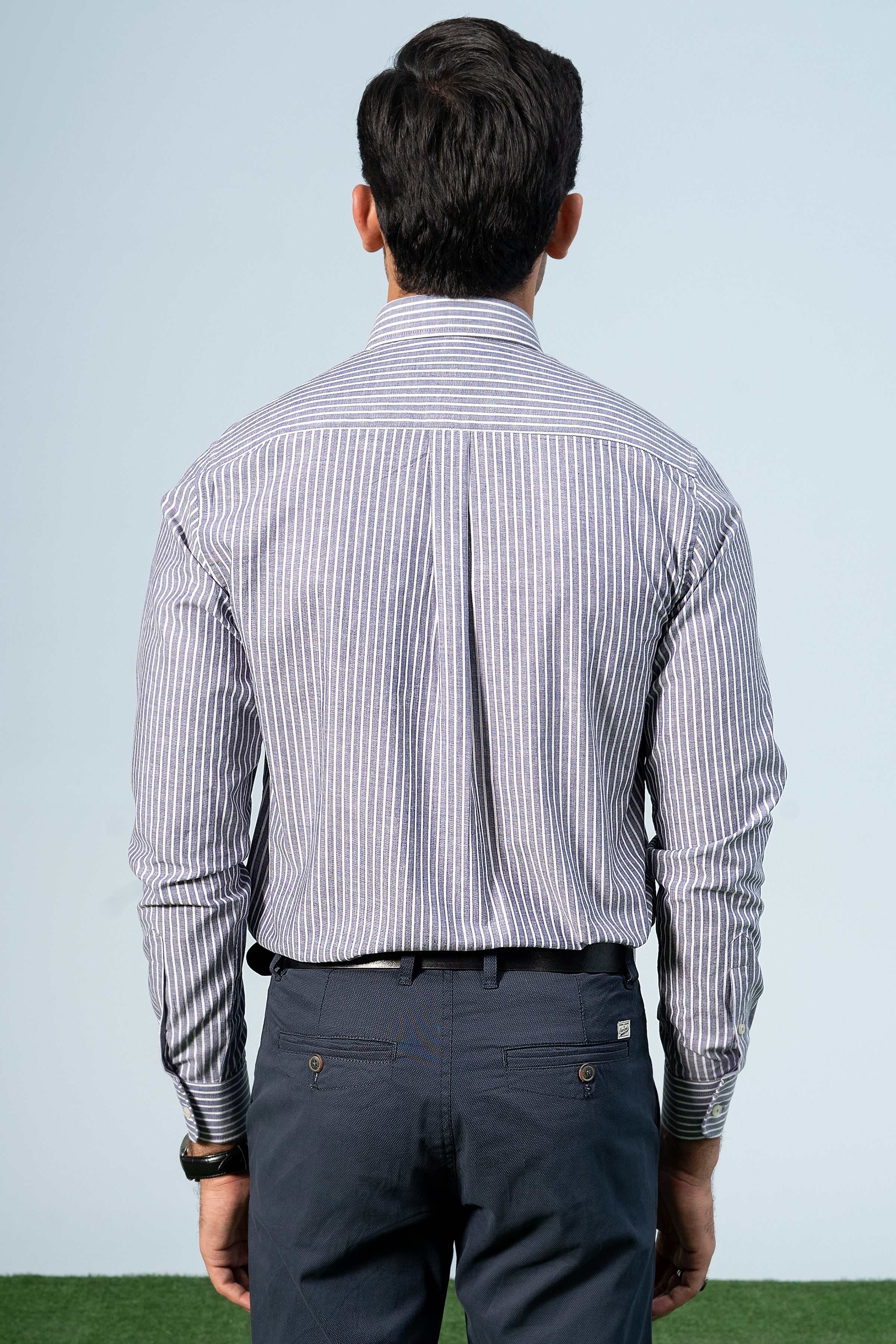 SMART SHIRT NAVY STRIPER - Charcoal Clothing