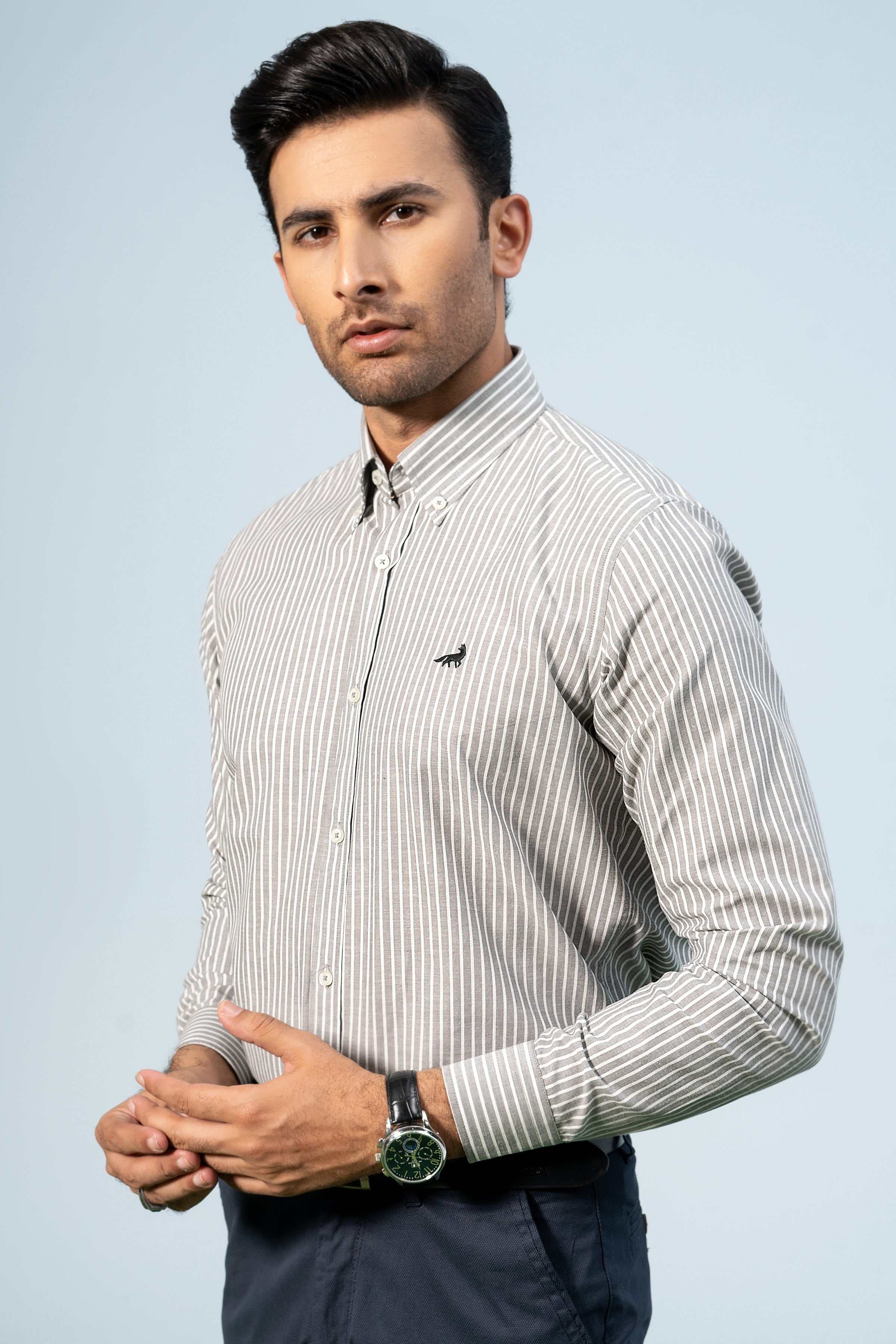 SMART SHIRT GREY STRIPER - Charcoal Clothing