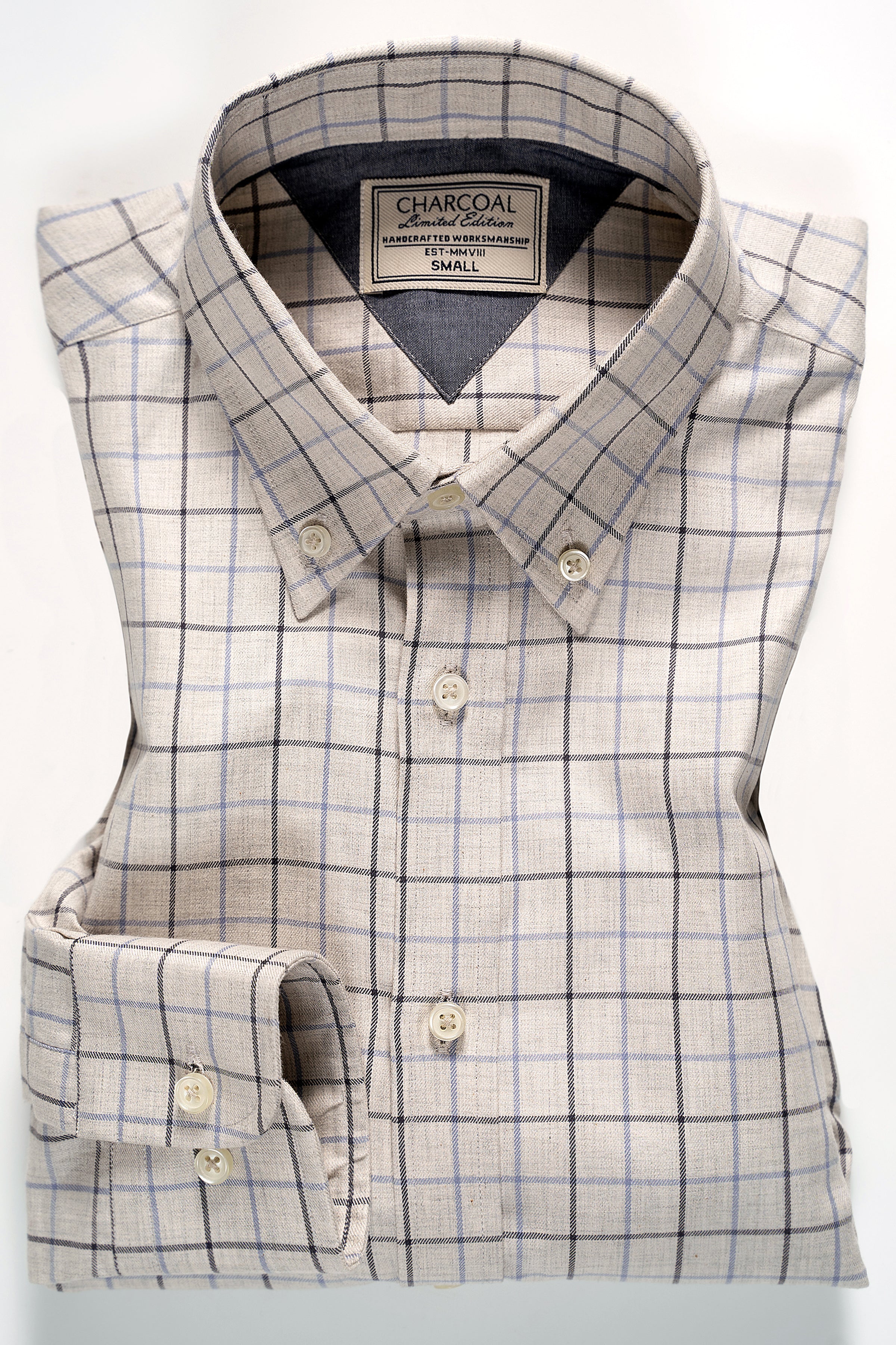 LIMITED EDITION SHIRT LIGHT GREY CHECK - Charcoal Clothing