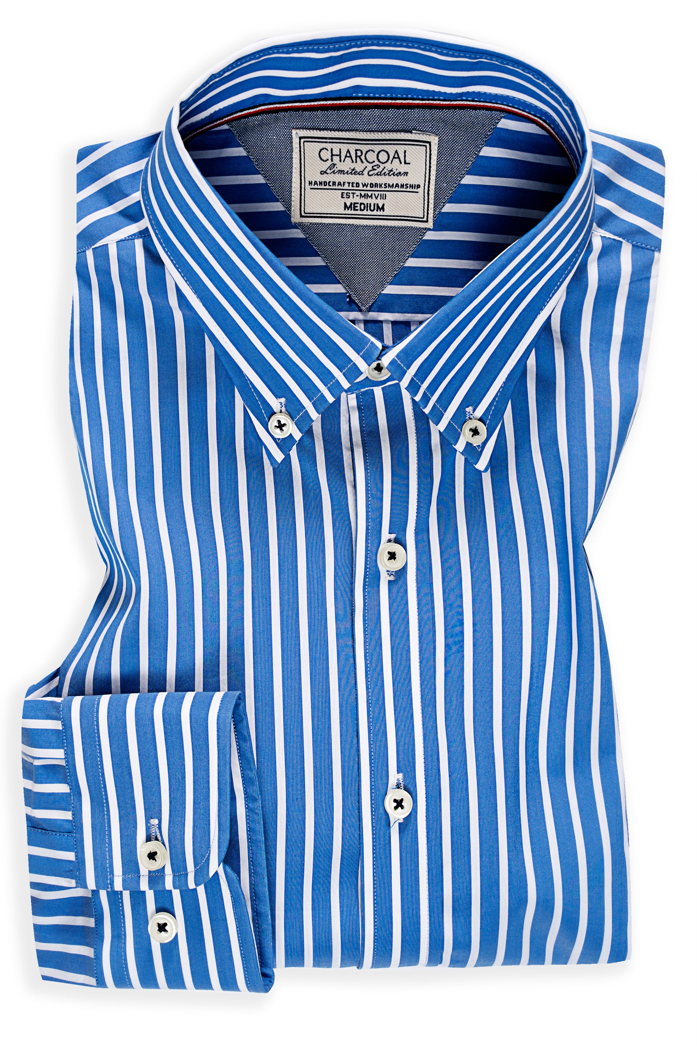 LIMITED EDITION SHIRTS BLUE WHITE STRIPES - Charcoal Clothing