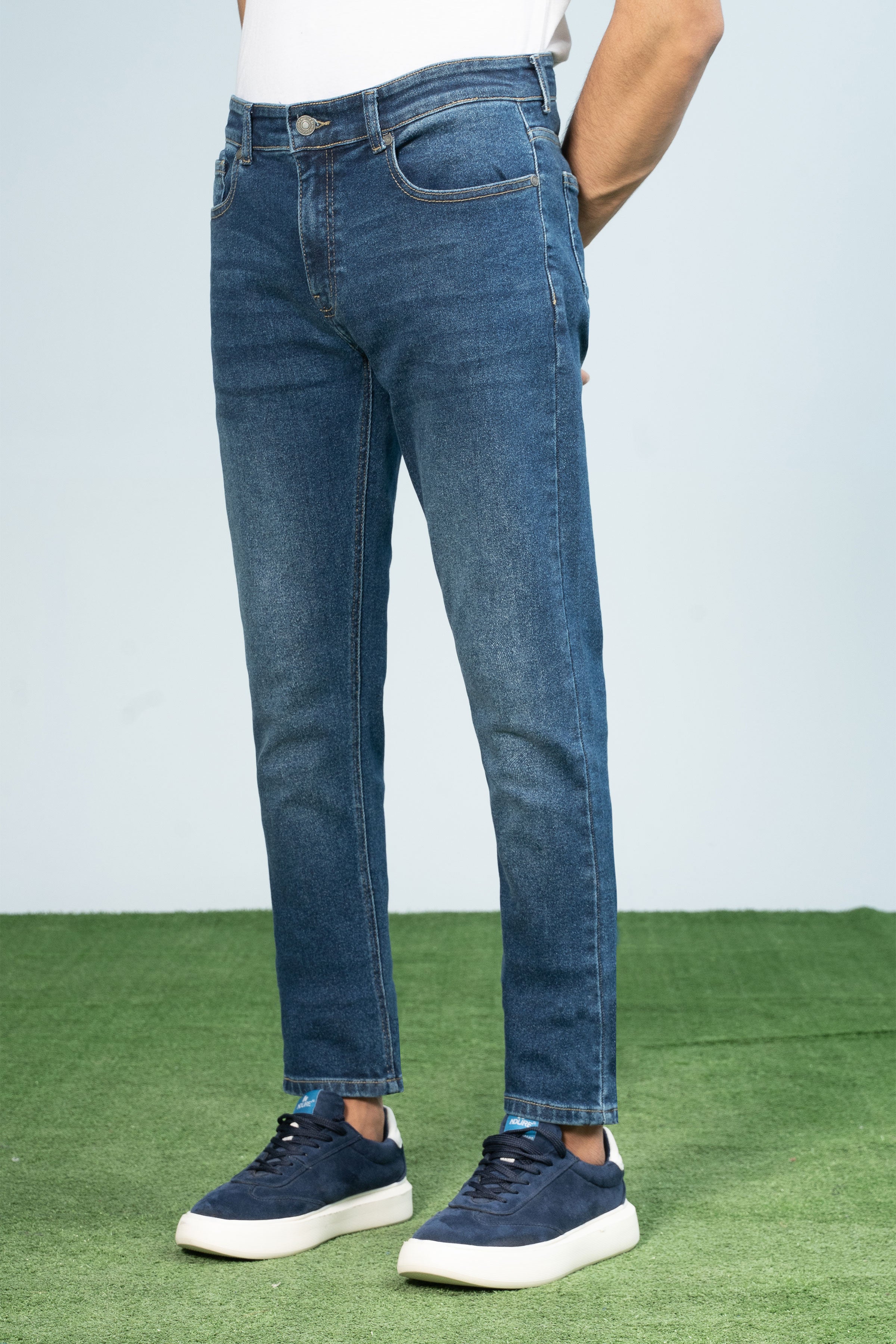 SLIM LEG DENIM JEANS DARK BLUE - Charcoal Clothing