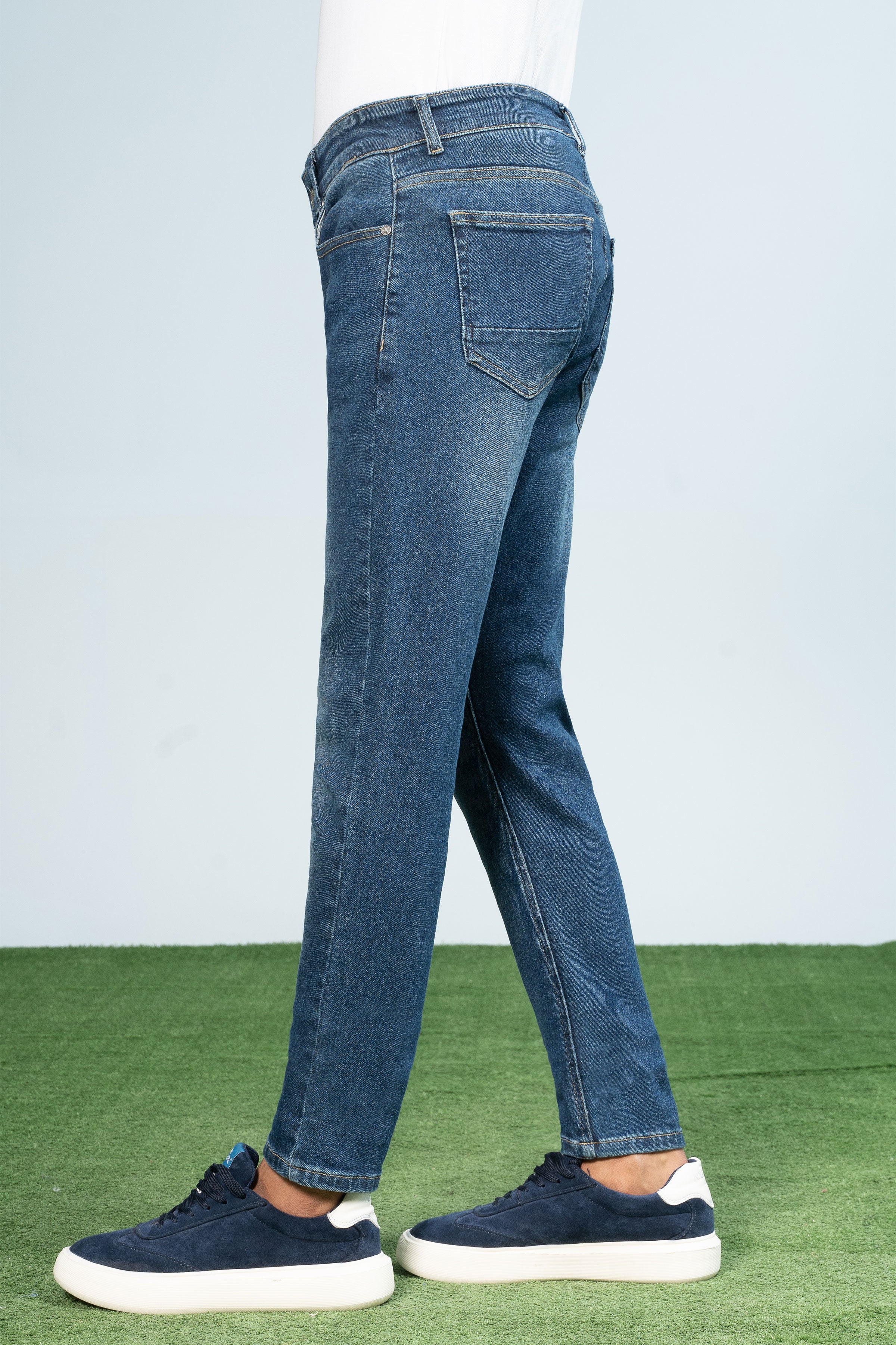 SLIM LEG DENIM JEANS DARK BLUE - Charcoal Clothing
