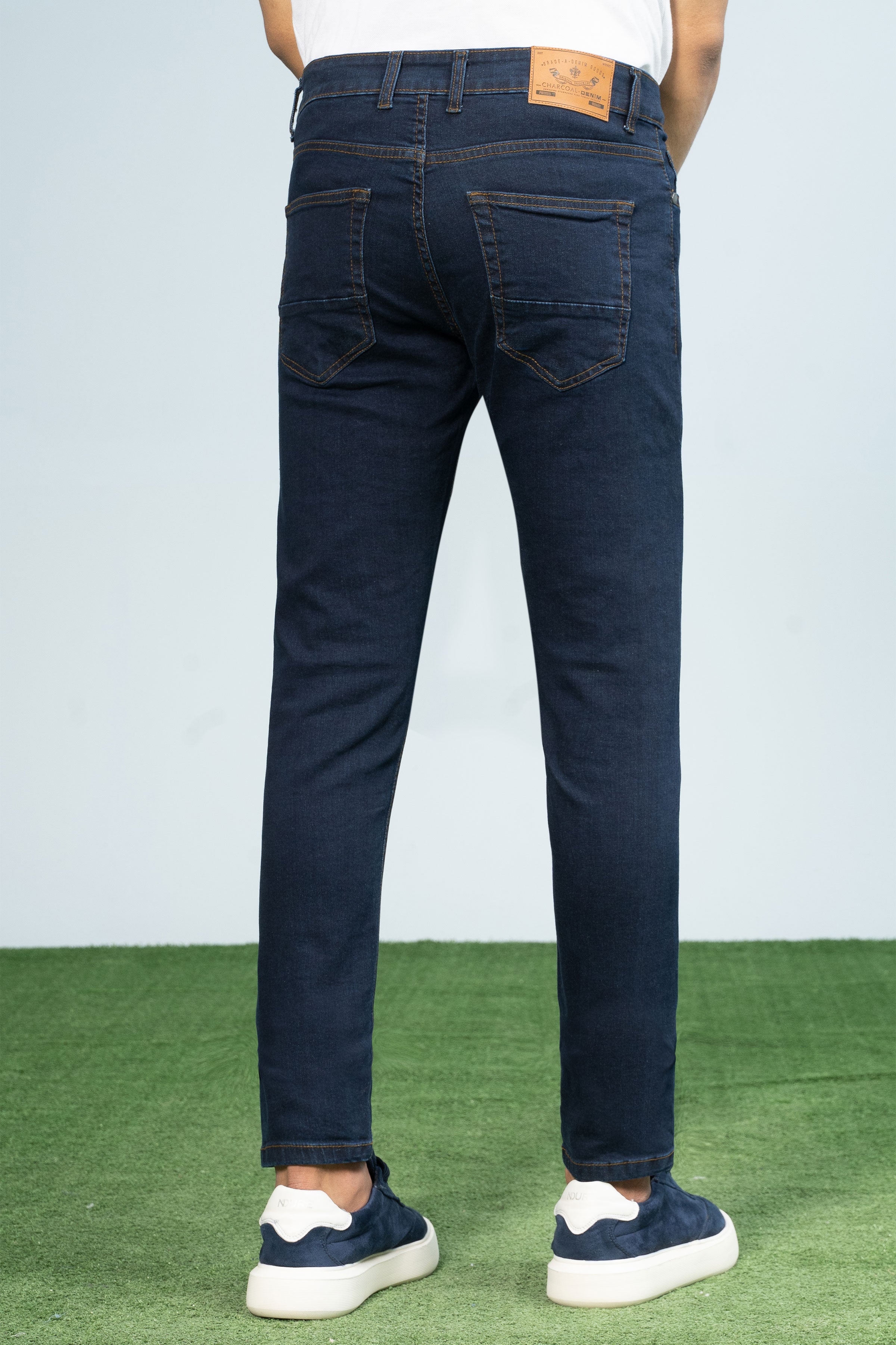 SLIM LEG DENIM JEANS NAVY BLUE - Charcoal Clothing