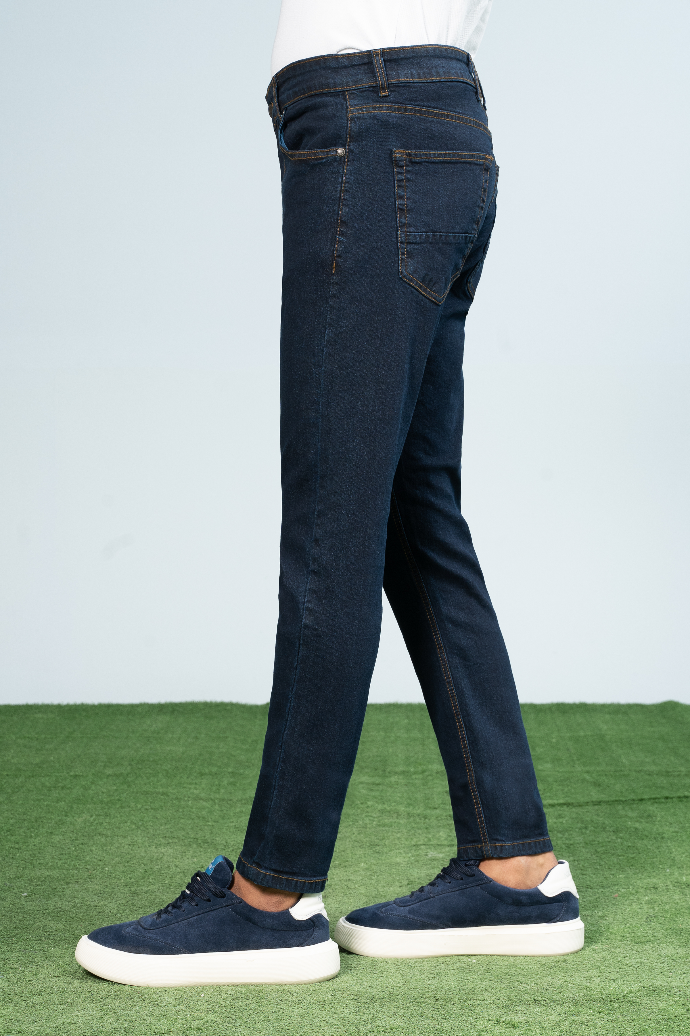 SLIM LEG DENIM JEANS NAVY BLUE - Charcoal Clothing