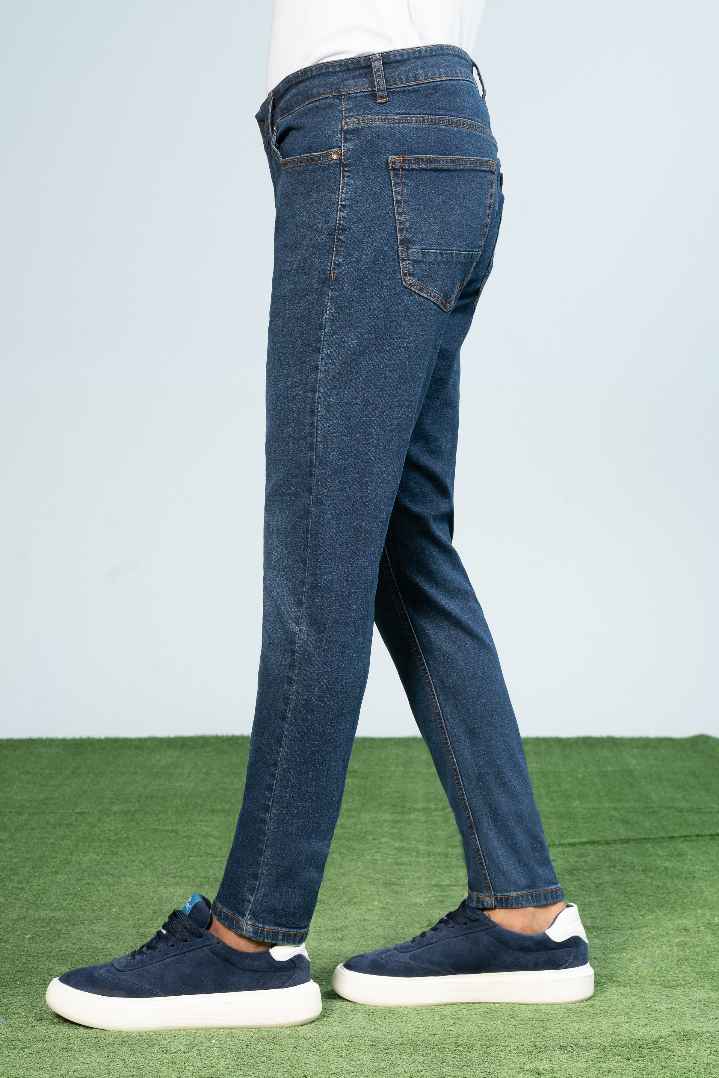 SLIM LEG DENIM JEANS DARK BLUE - Charcoal Clothing