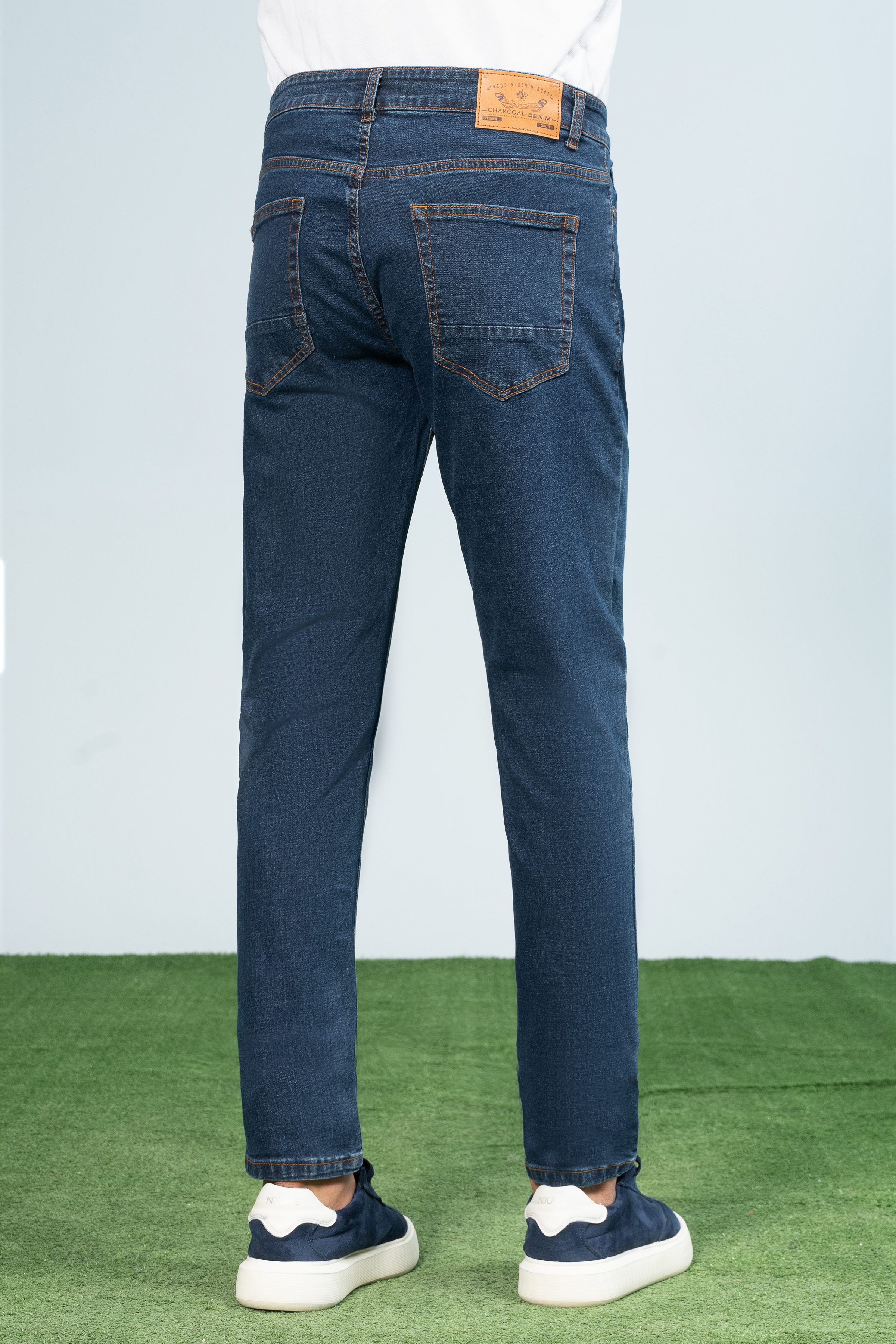 SLIM LEG DENIM JEANS DARK BLUE - Charcoal Clothing
