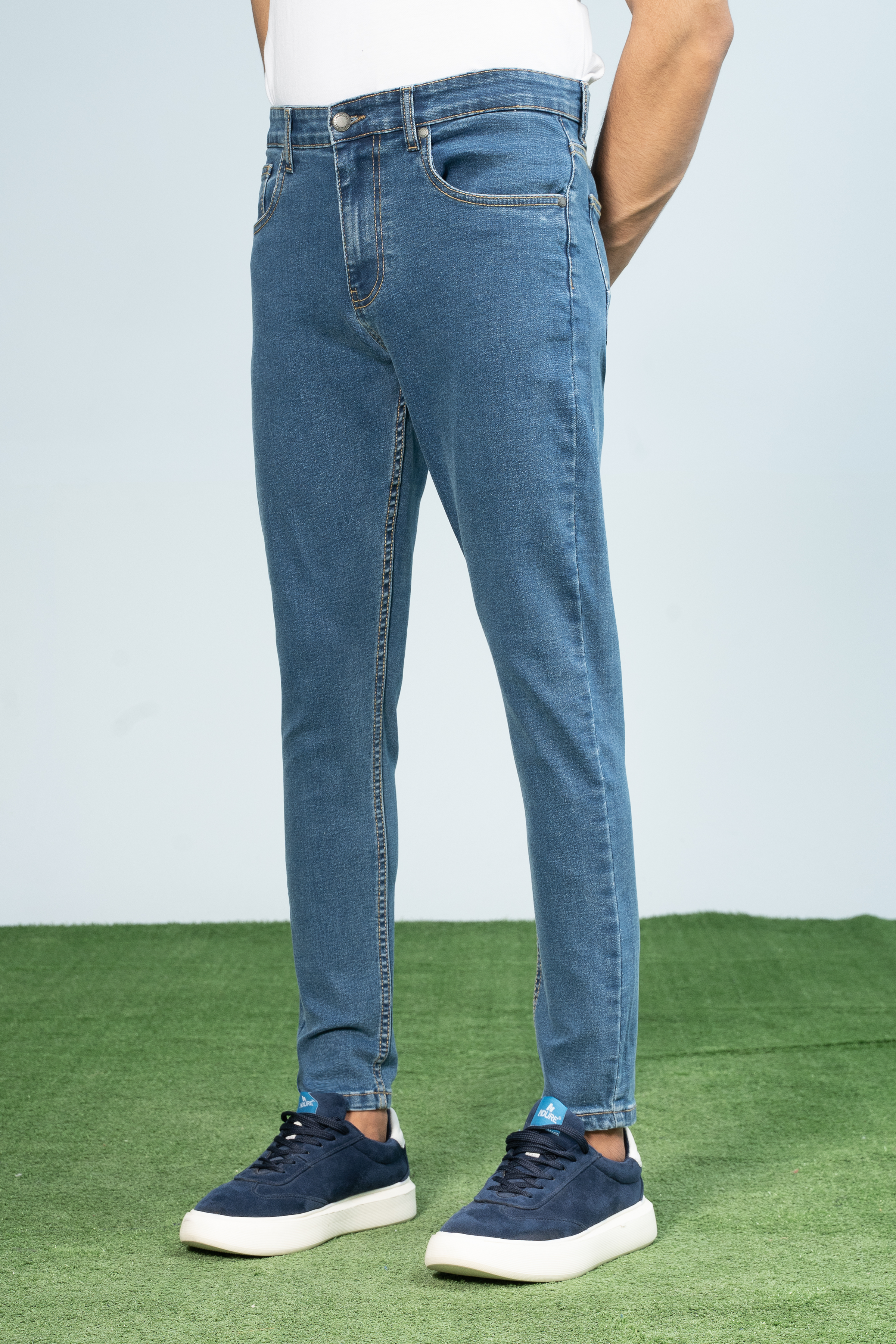 SLIM LEG DENIM JEANS LIGHT BLUE - Charcoal Clothing