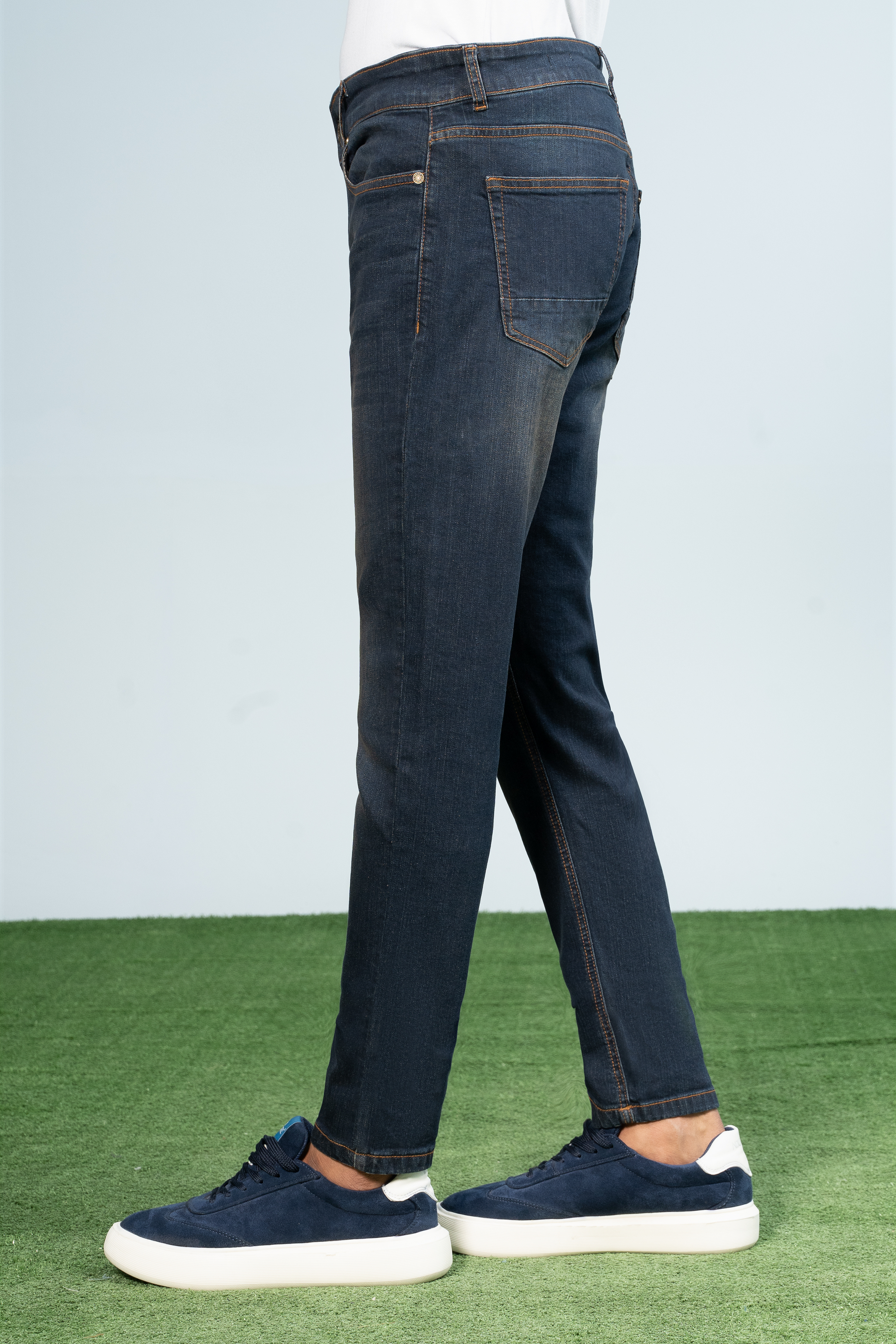 SLIM LEG DENIM JEANS DARK BLUE - Charcoal Clothing