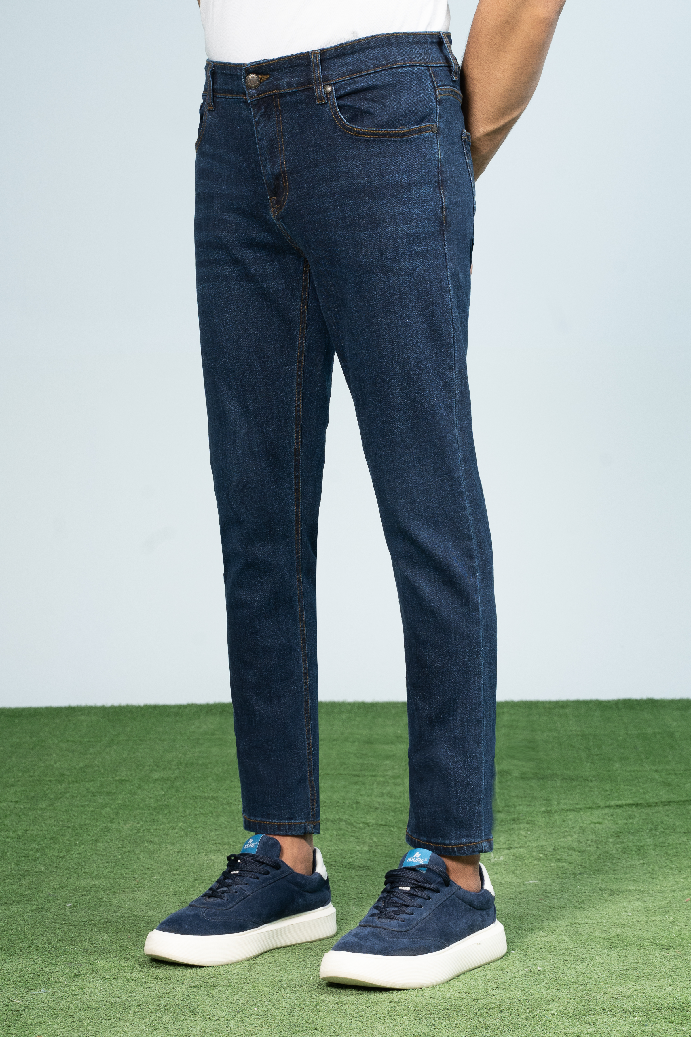 SLIM LEG DENIM JEANS DARK BLUE - Charcoal Clothing