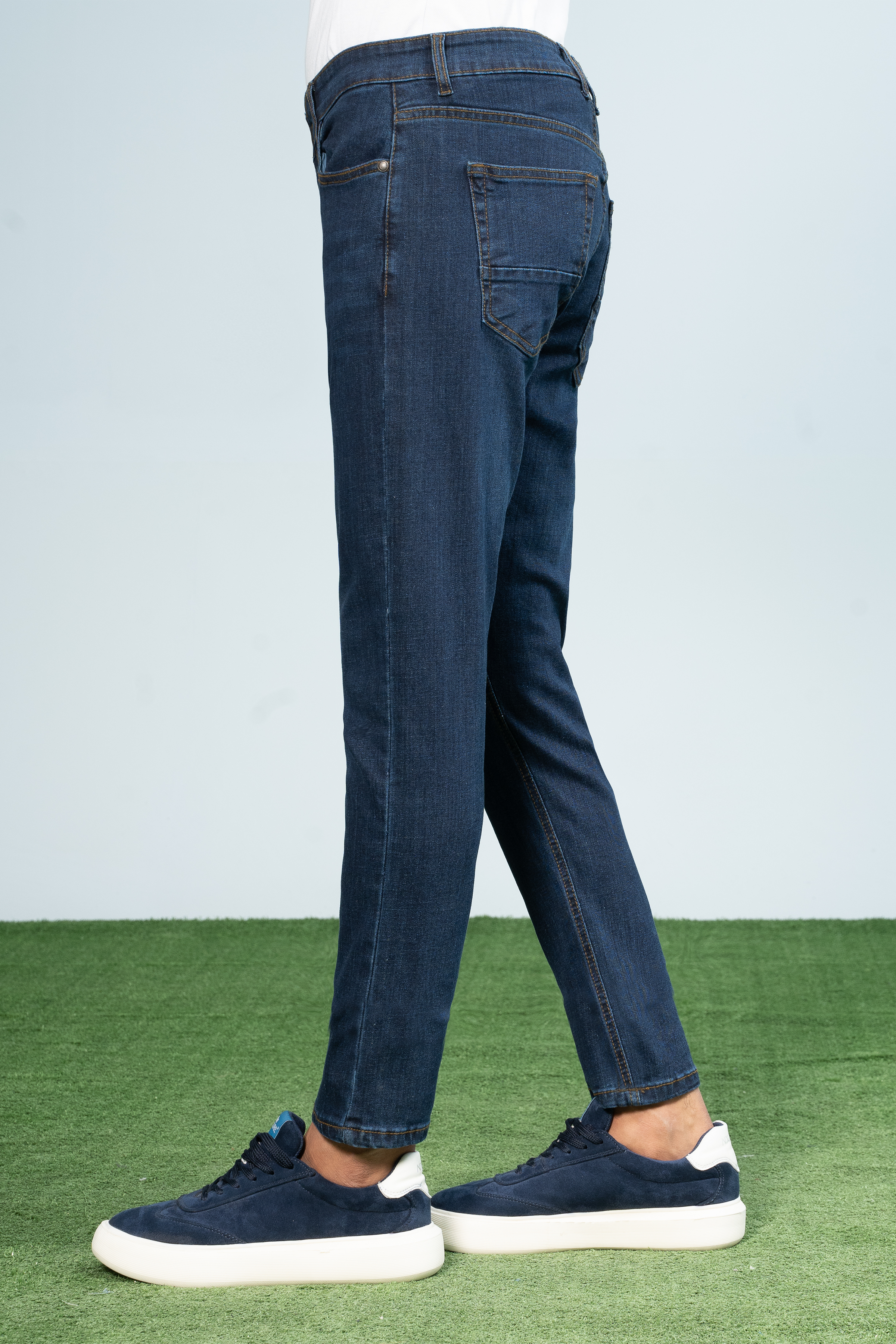 SLIM LEG DENIM JEANS DARK BLUE - Charcoal Clothing