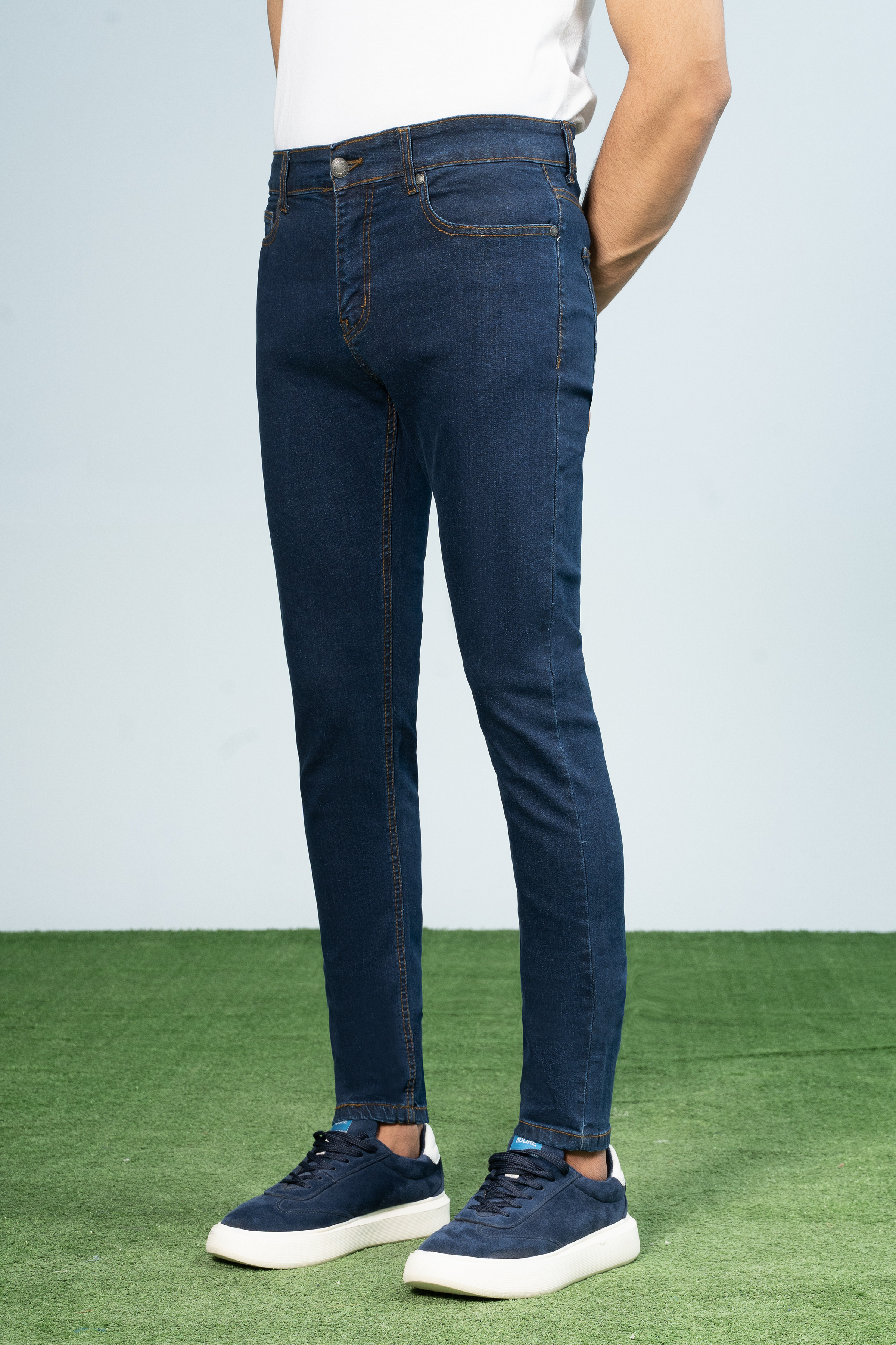 SLIM LEG DENIM JEANS MID BLUE - Charcoal Clothing