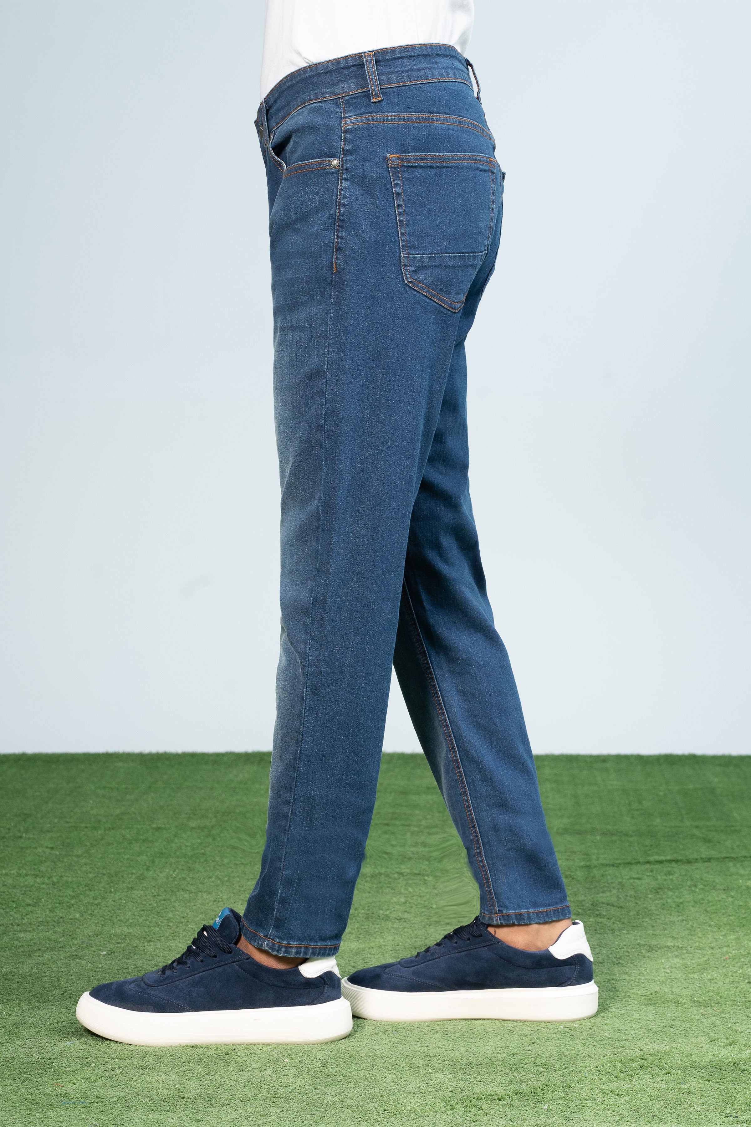 SLIM LEG DENIM JEANS MID BLUE - Charcoal Clothing