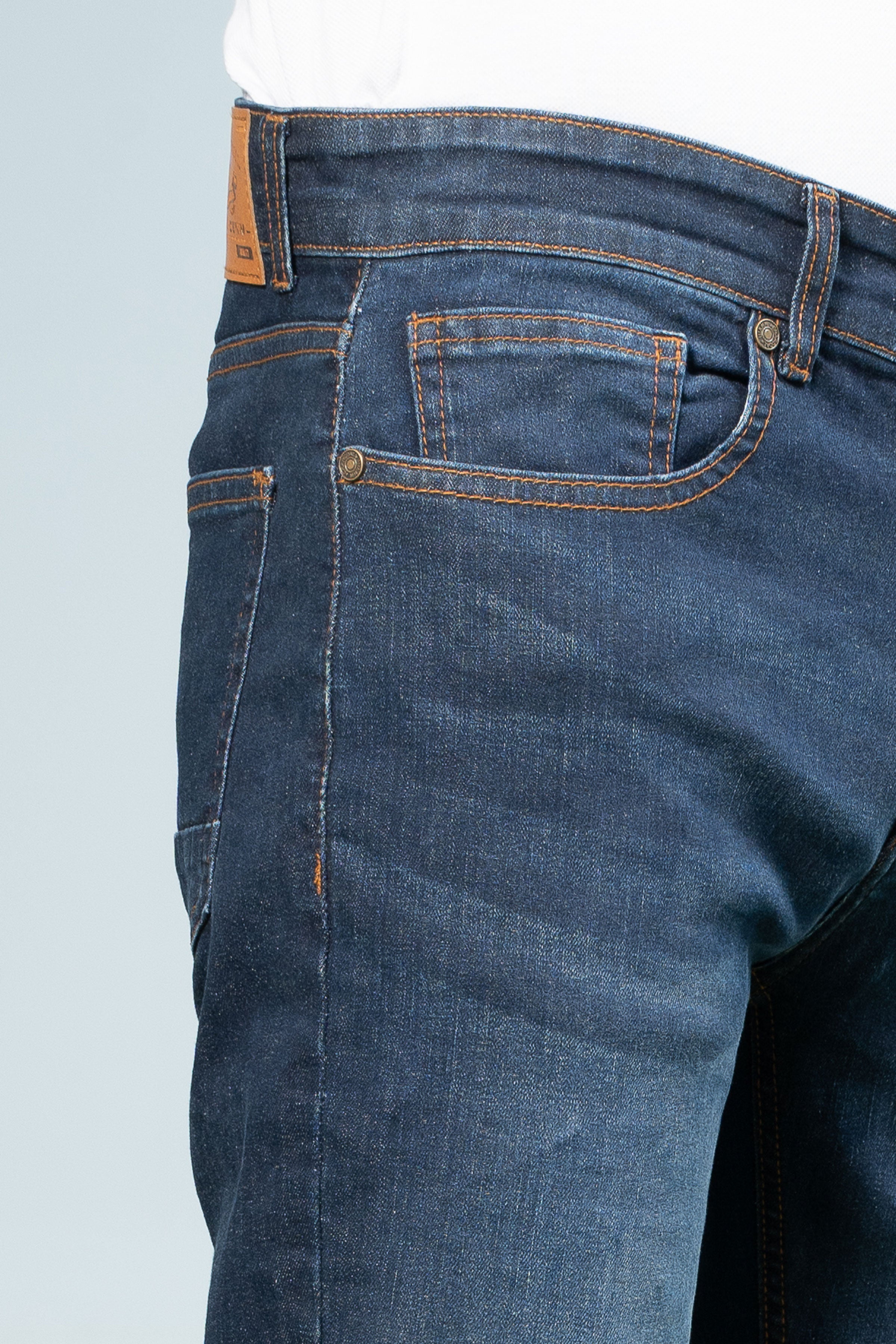 SLIM LEG DENIM JEANS DARK BLUE - Charcoal Clothing
