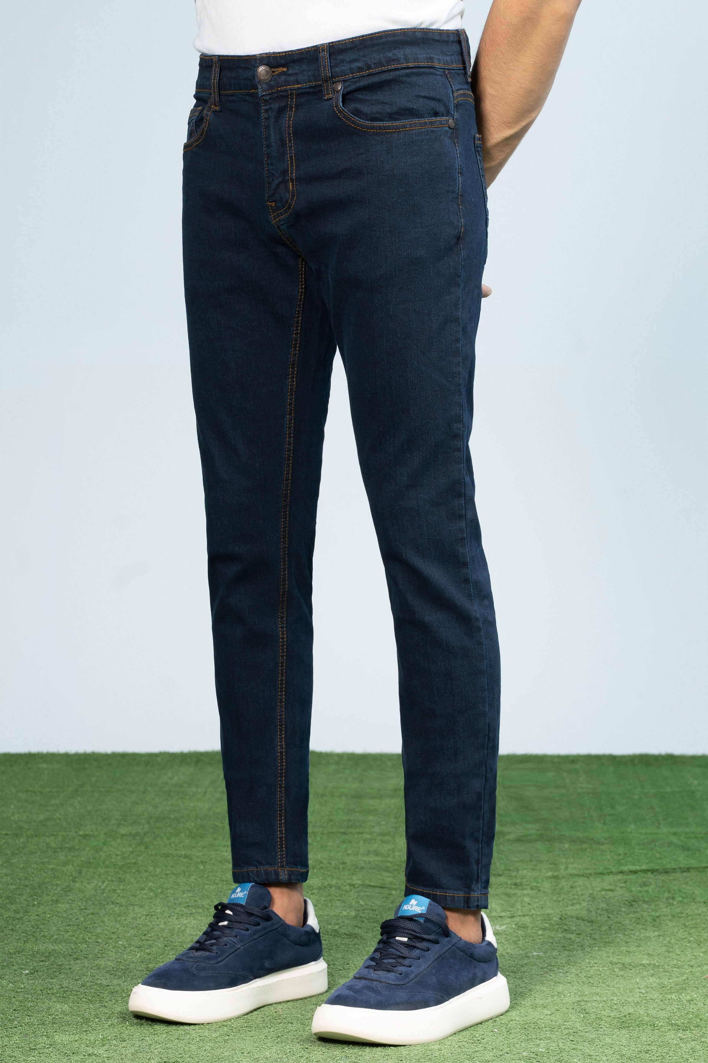 SLIM LEG DENIM JEANS DARK BLUE - Charcoal Clothing