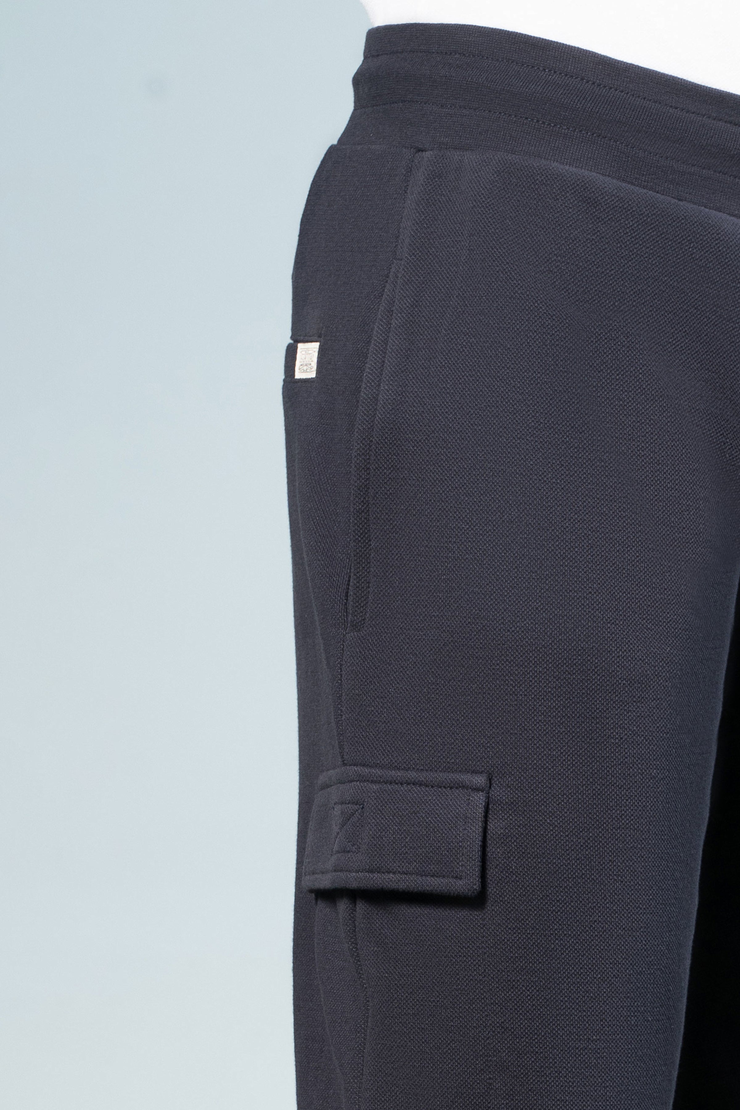PIQUE TERRY CARGO SHORTS REGULAR FIT NAVY - Charcoal Clothing