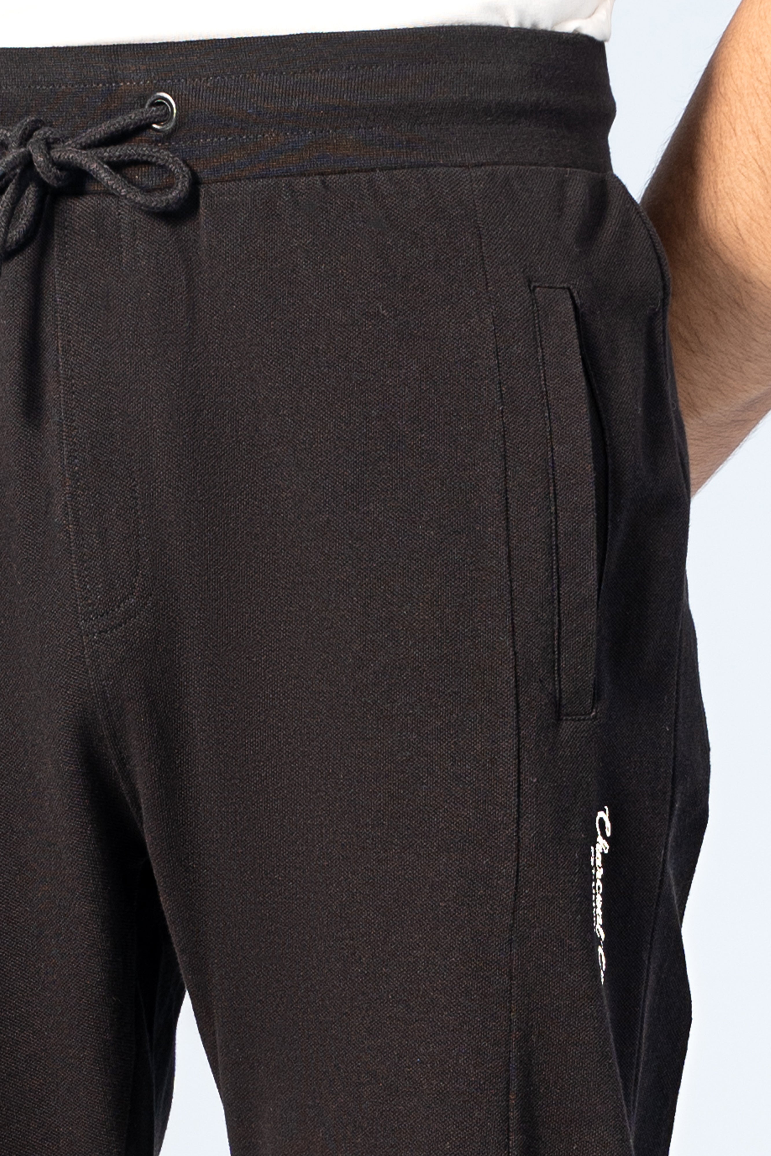 PIQUE JOGGER WAIST PANEL TROUSER BLACK - Charcoal Clothing
