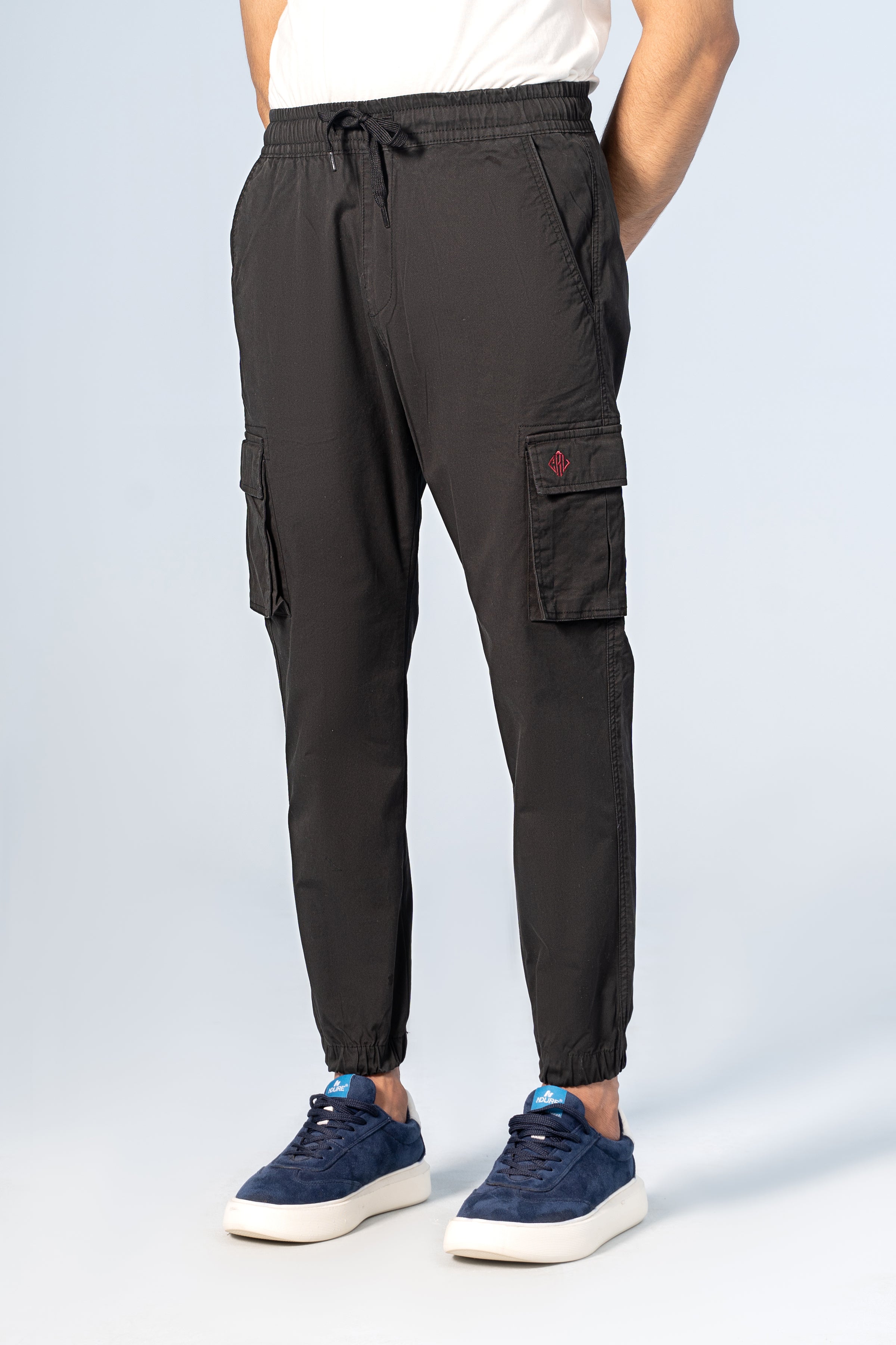 CARGO JOGGER ENZYME WASHED TROUSER BLACK - Charcoal Clothing