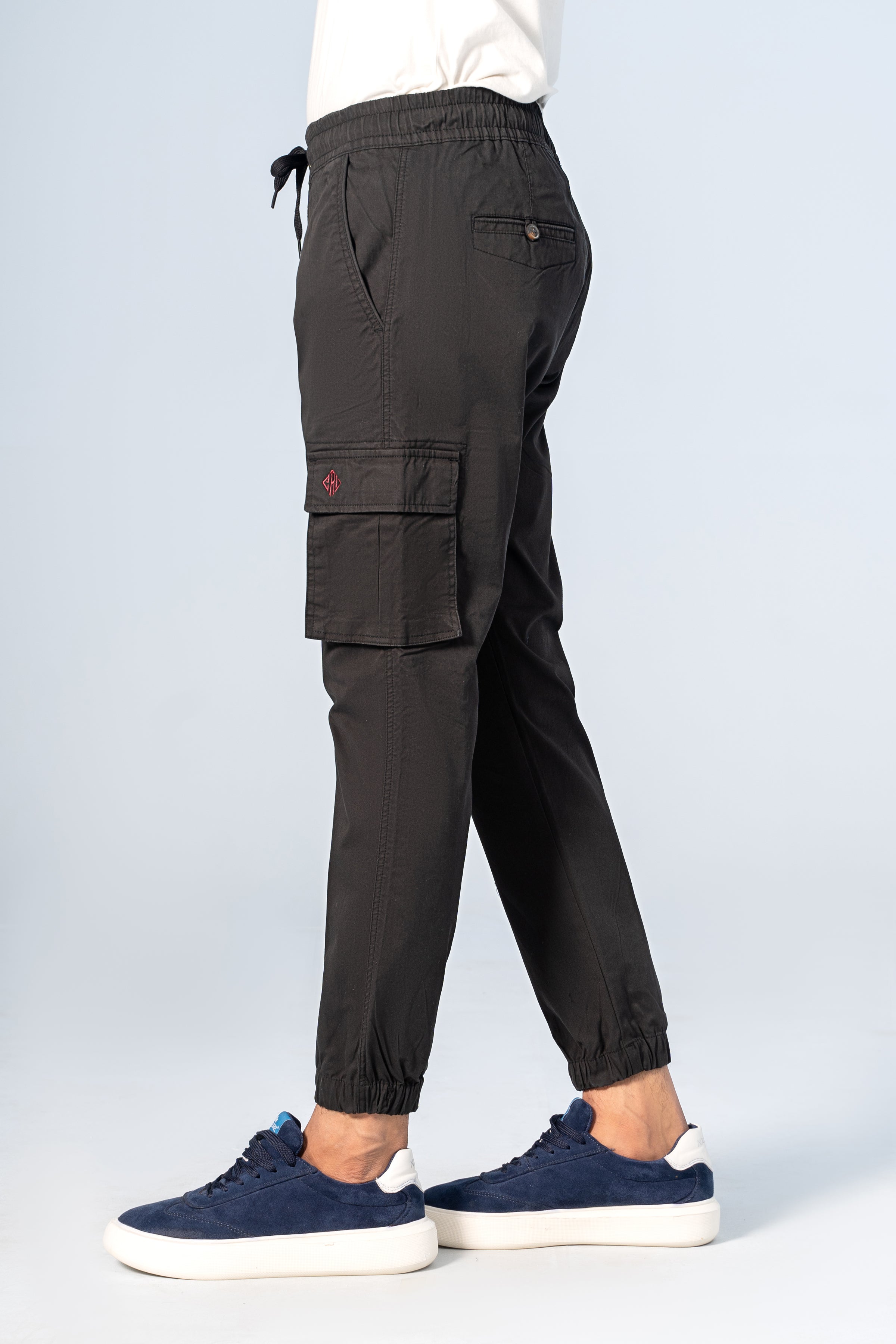 CARGO JOGGER ENZYME WASHED TROUSER BLACK - Charcoal Clothing