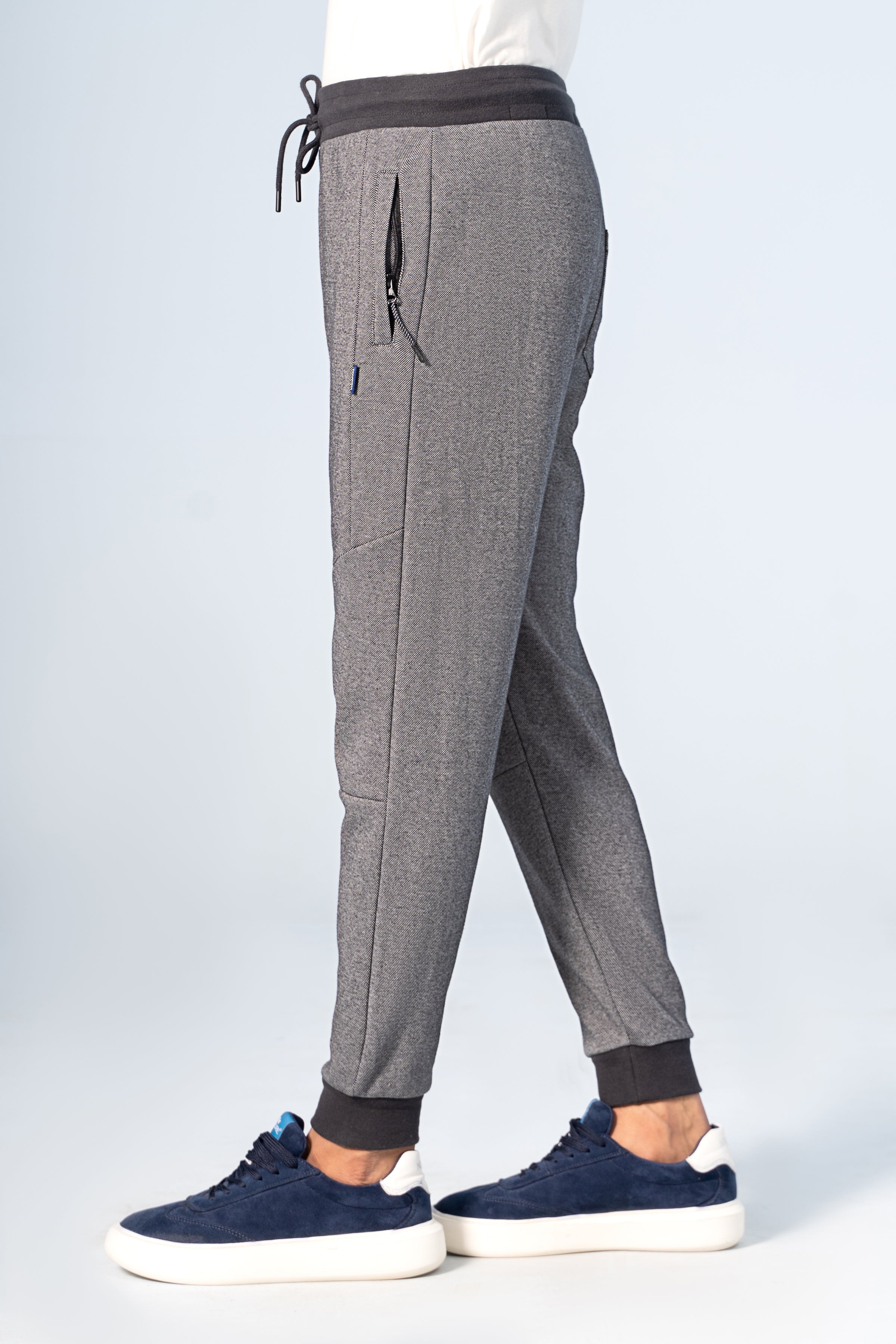PIQUE MELANGE JOGGER TROUSER CHARCOAL - Charcoal Clothing