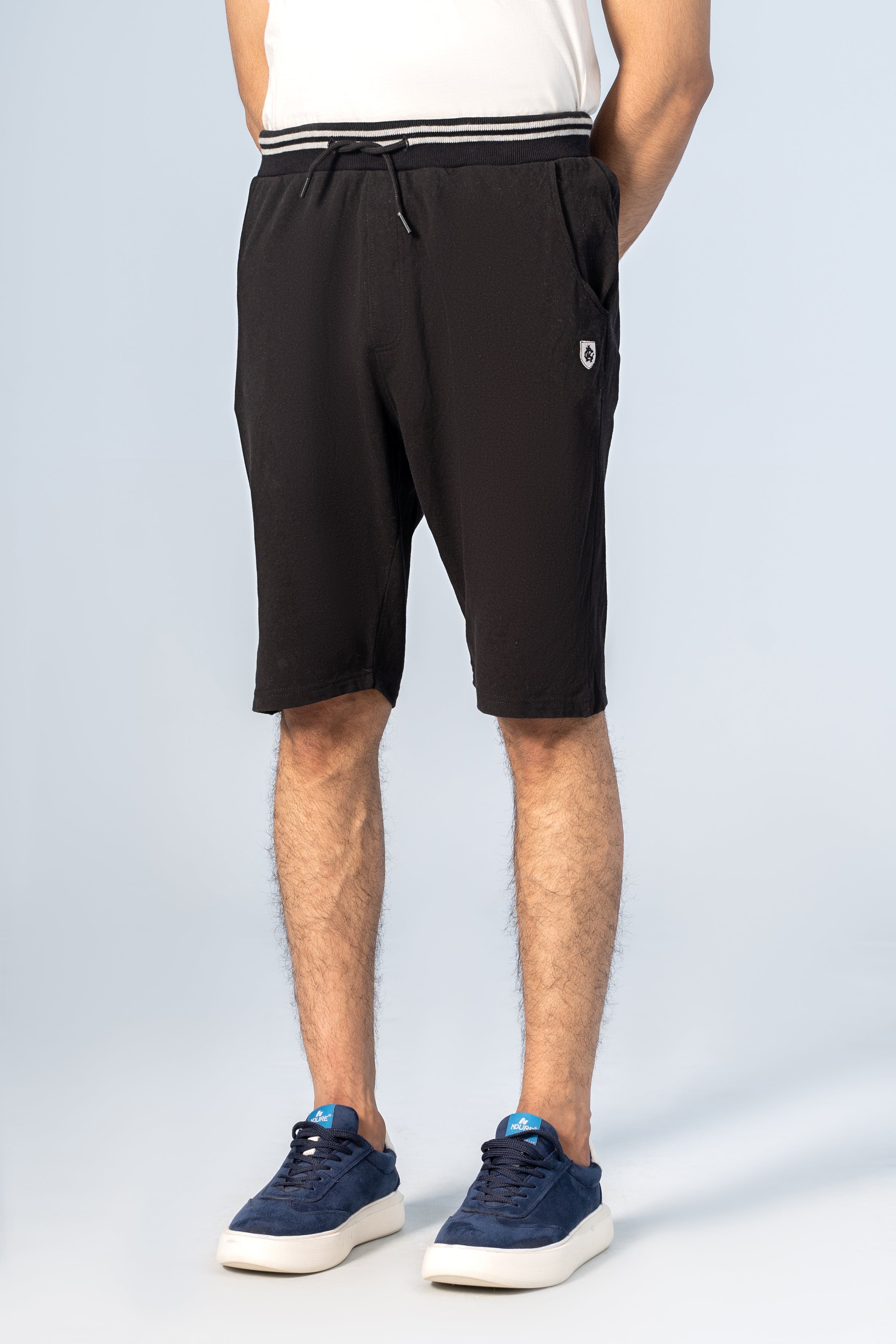 PIQUE TIPPING SHORTS BLACK - Charcoal Clothing