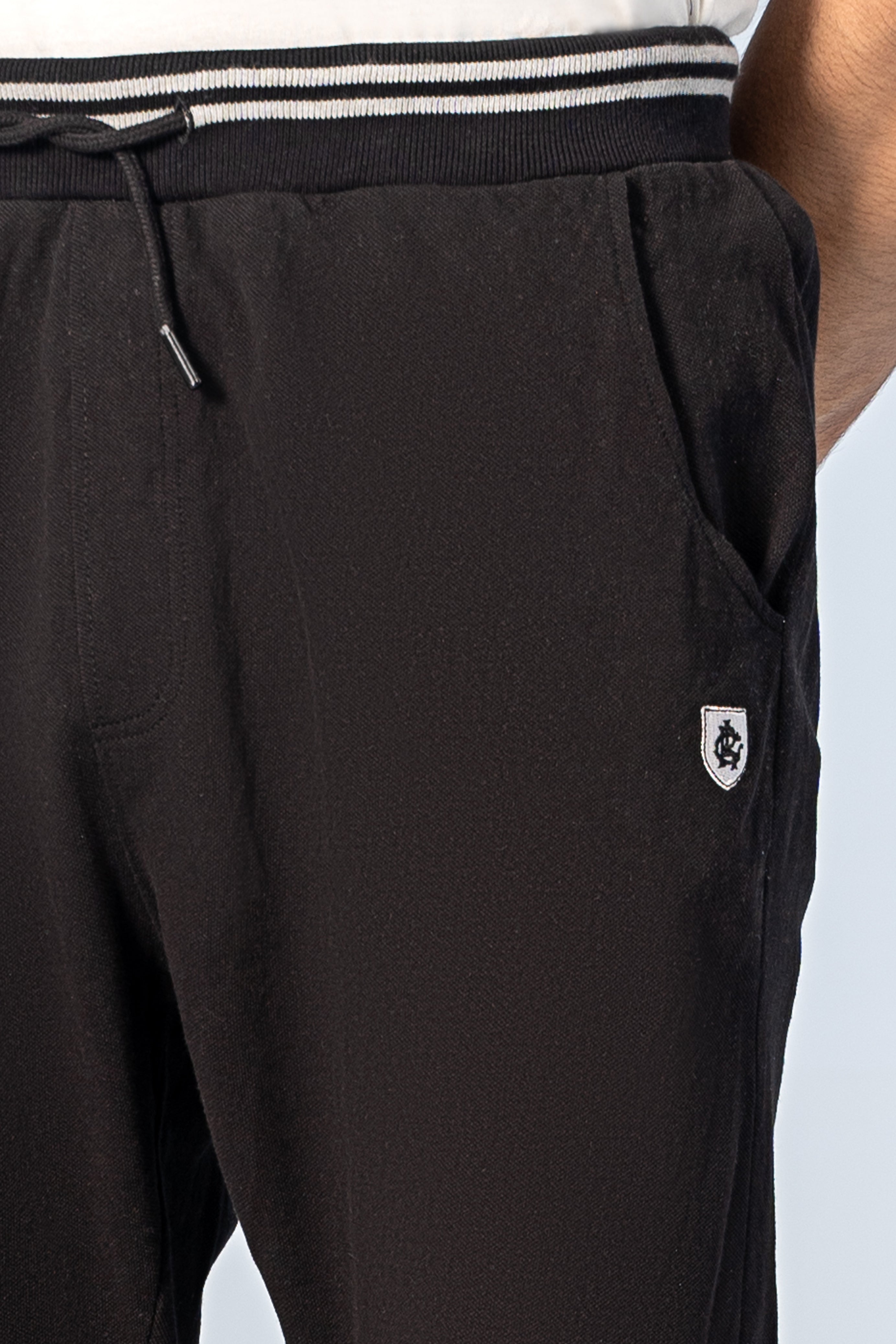 PIQUE TIPPING SHORTS BLACK - Charcoal Clothing