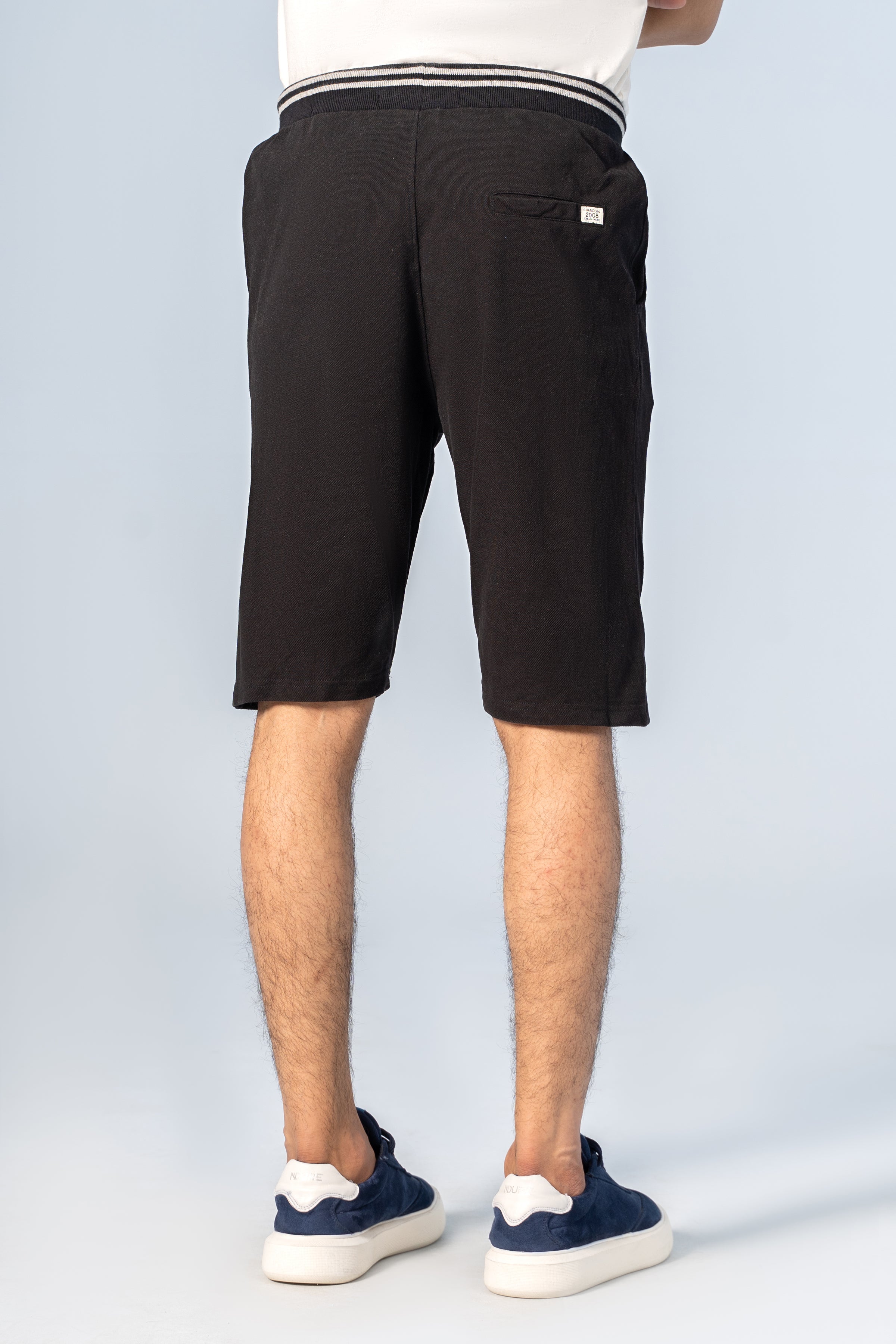 PIQUE TIPPING SHORTS BLACK - Charcoal Clothing
