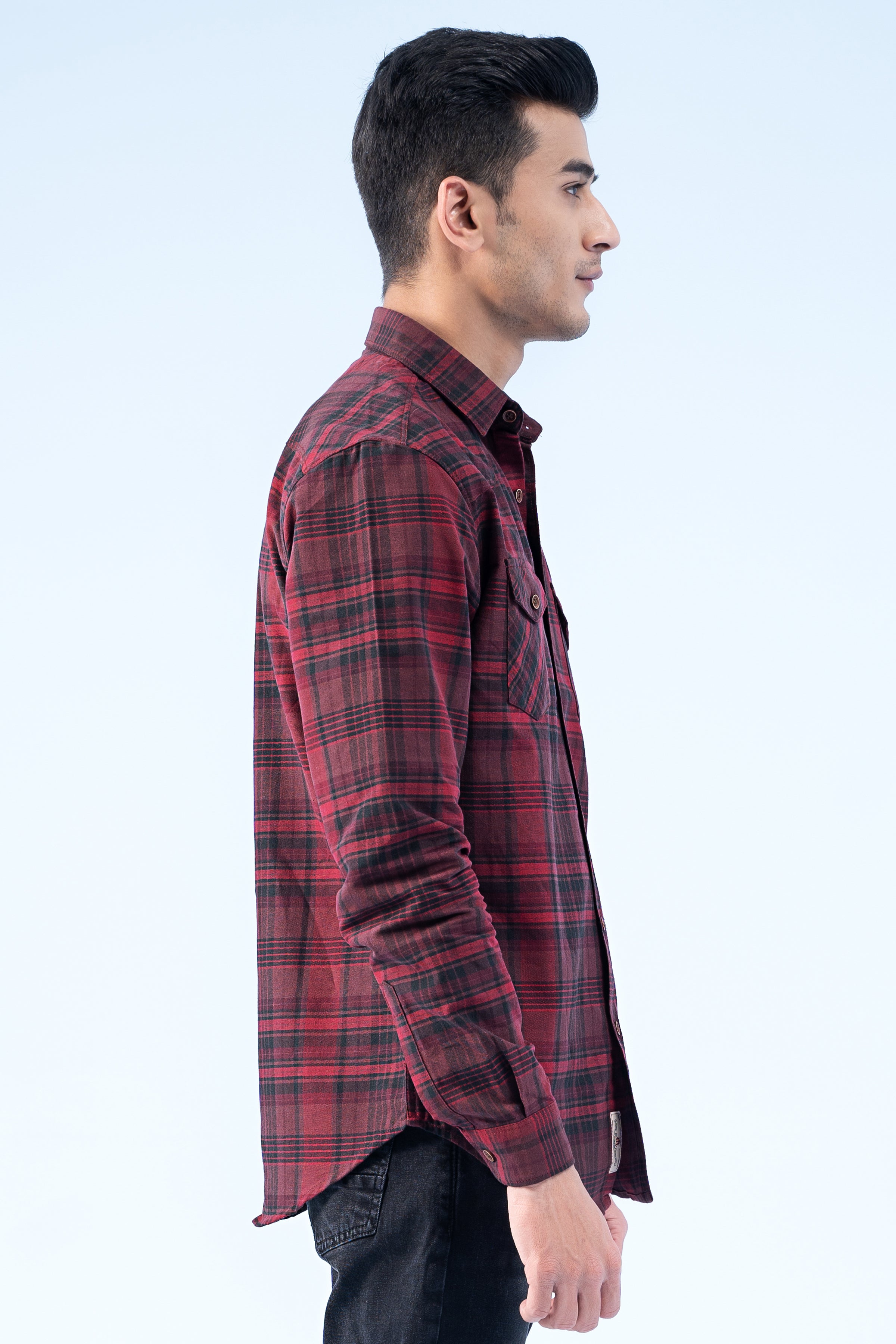 CASUAL SHIRT MAROON CHECK - Charcoal Clothing